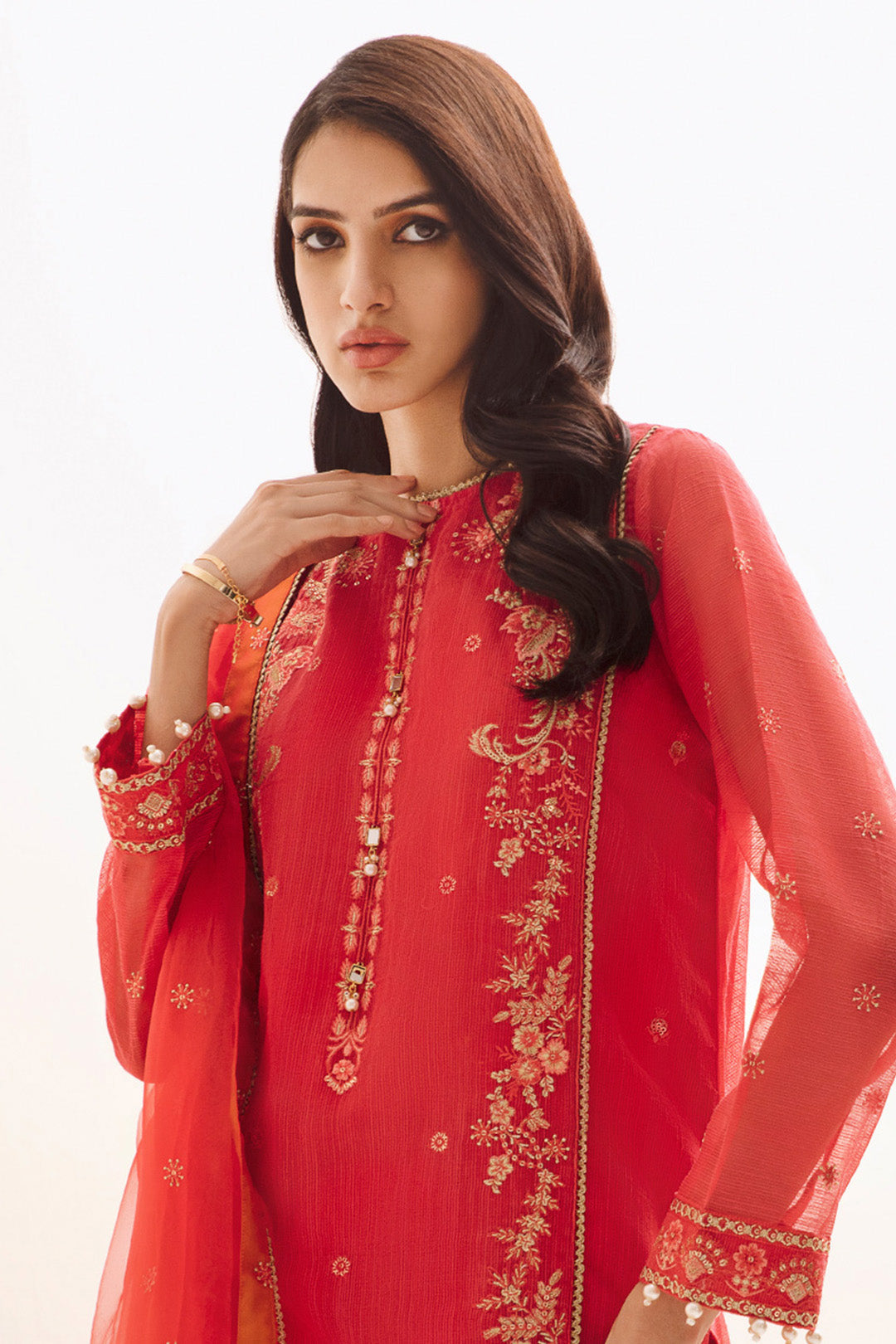 Zellbury | Unstitched 3 Piece Organza | Embroidered Shirt Shalwar Dupatta - 0303 -  Zellbury Women Luxury Unstitch - Original Designer Dress - House of Maryam