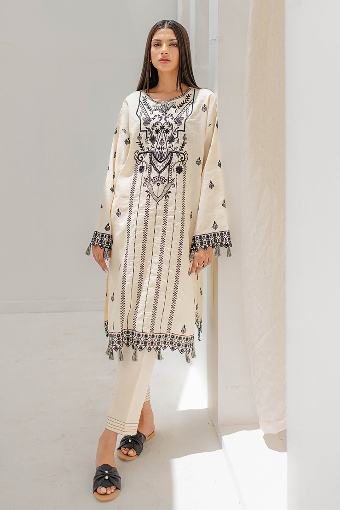 Zellbury | Unstitched 2 Piece Jacquard | Embroidered Shirt Shalwar - 0657