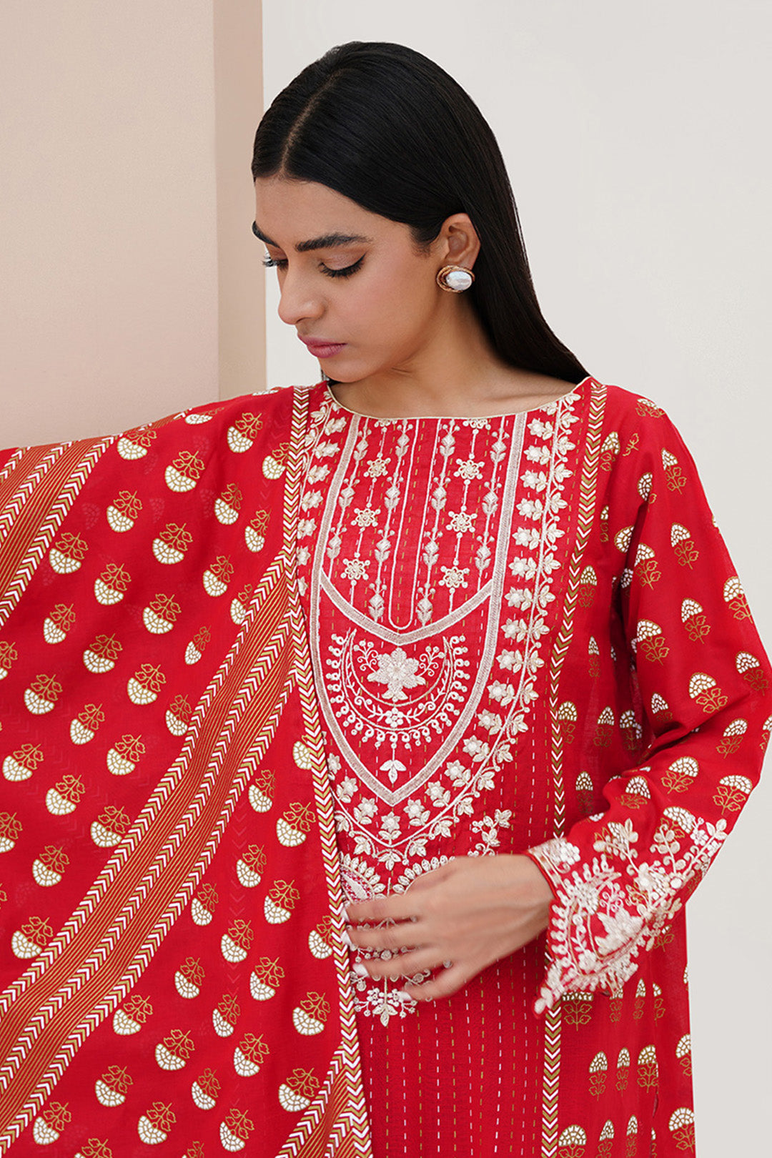Zellbury | Unstitched 3 Piece Lawn | Embroidered Shirt Shalwar Dupatta - 0195 -  Zellbury Women Signature Unstitched - Original Designer Dress - House of Maryam