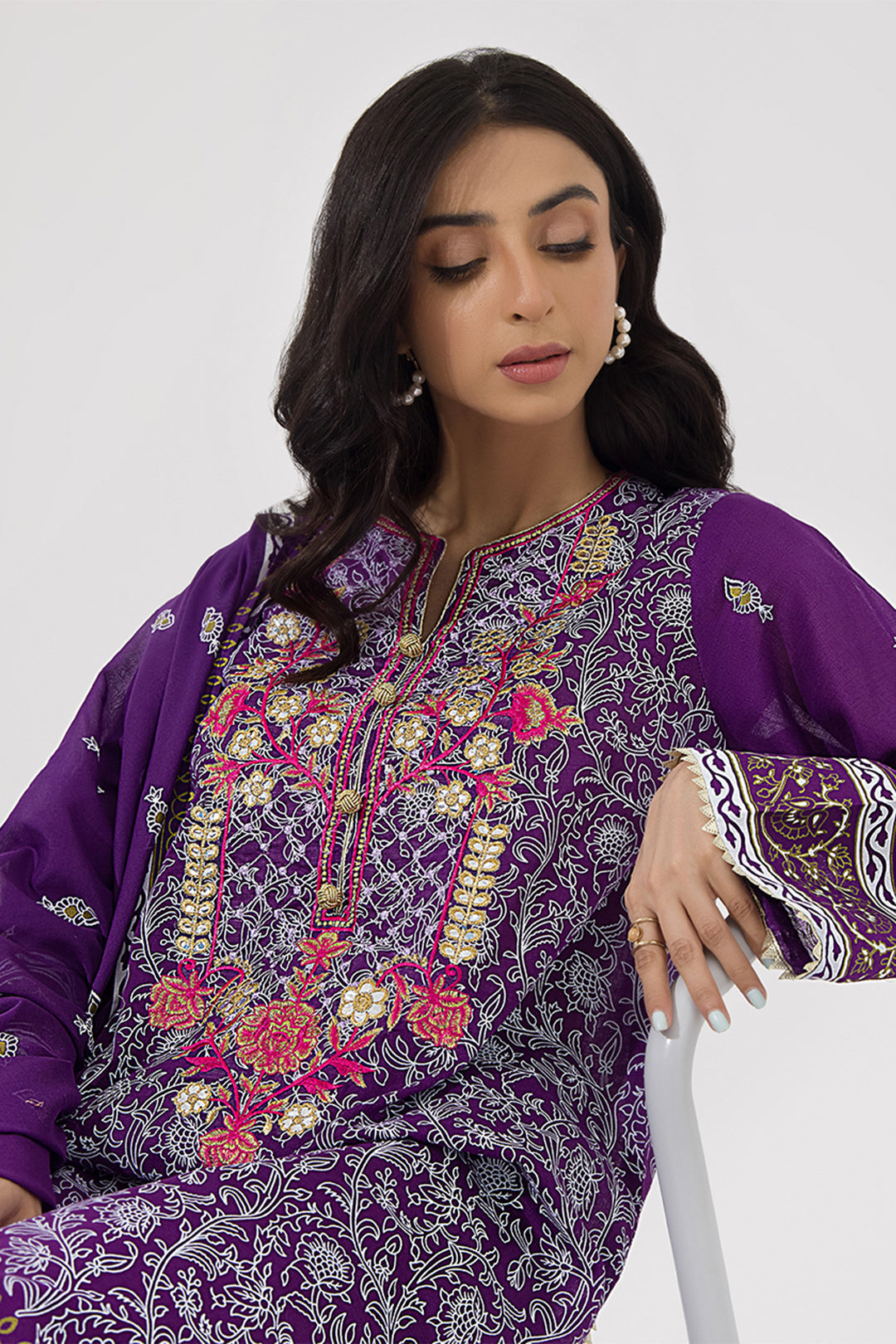 Zellbury | Unstitched 3 Piece Lawn | Embroidered Shirt Shalwar Dupatta - 0196 -  Zellbury Women Signature Unstitched - Original Designer Dress - House of Maryam