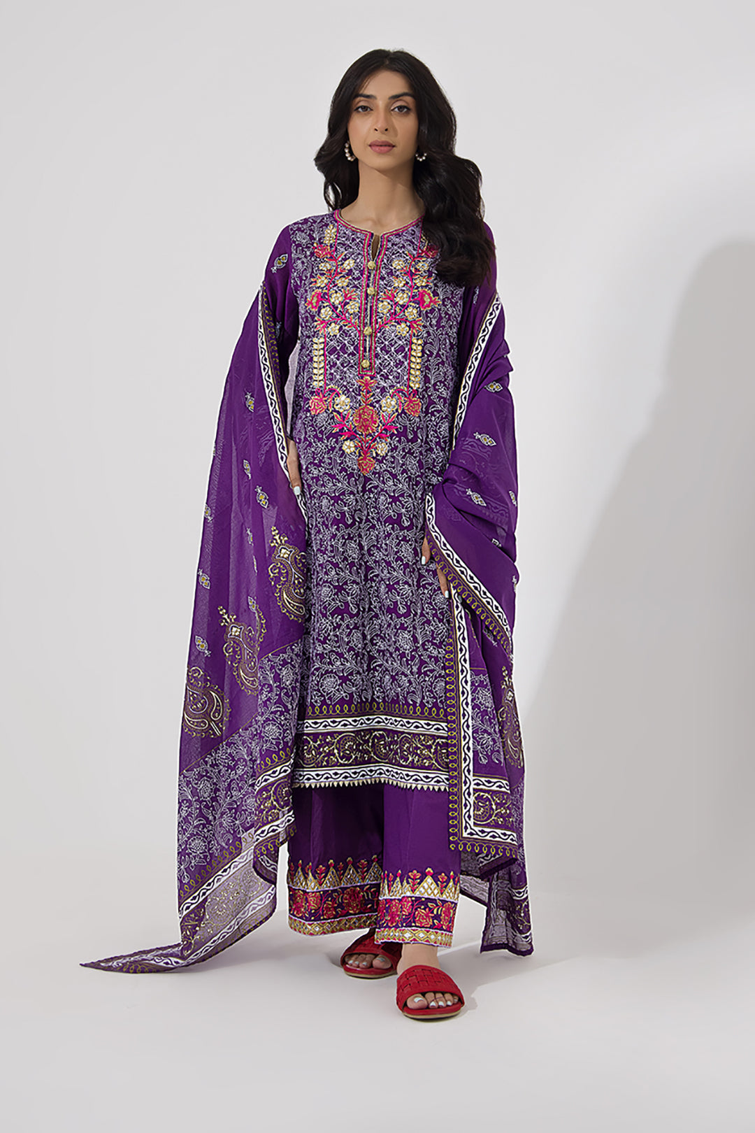 Zellbury | Unstitched 3 Piece Lawn | Embroidered Shirt Shalwar Dupatta - 0196 -  Zellbury Women Signature Unstitched - Original Designer Dress - House of Maryam