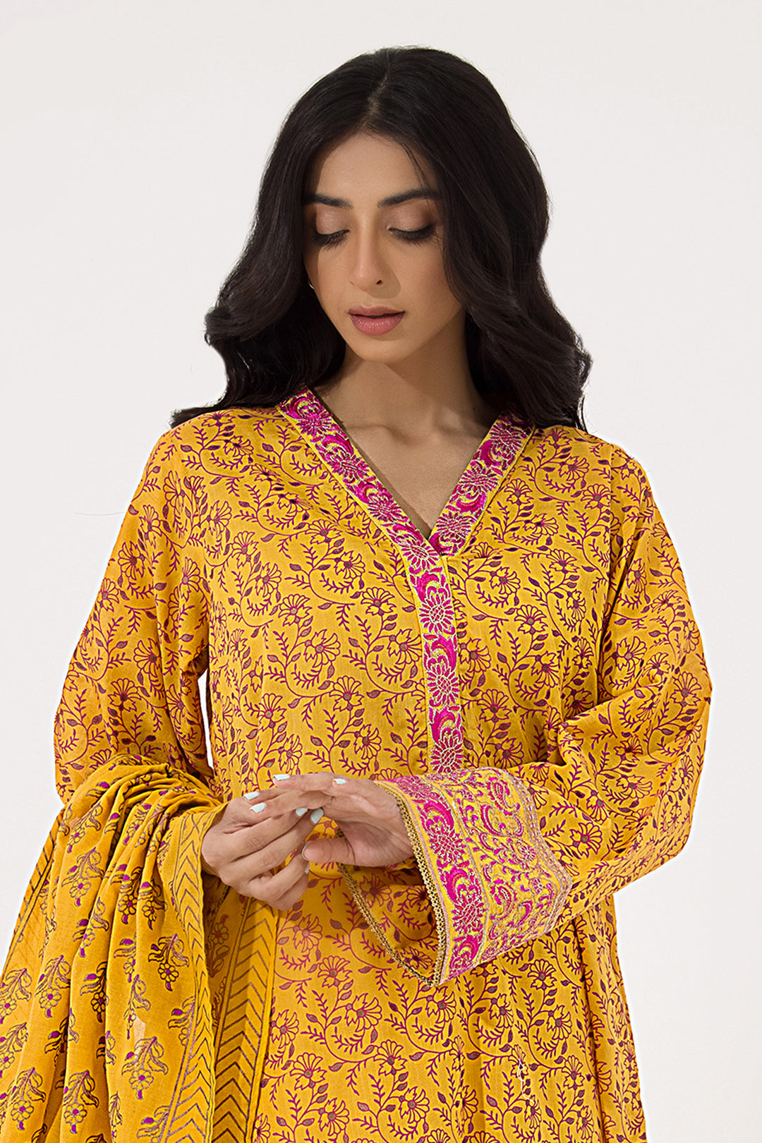 Zellbury | Unstitched 3 Piece Lawn | Embroidered Shirt Shalwar Dupatta - 0199 -  Zellbury Women Signature Unstitched - Original Designer Dress - House of Maryam