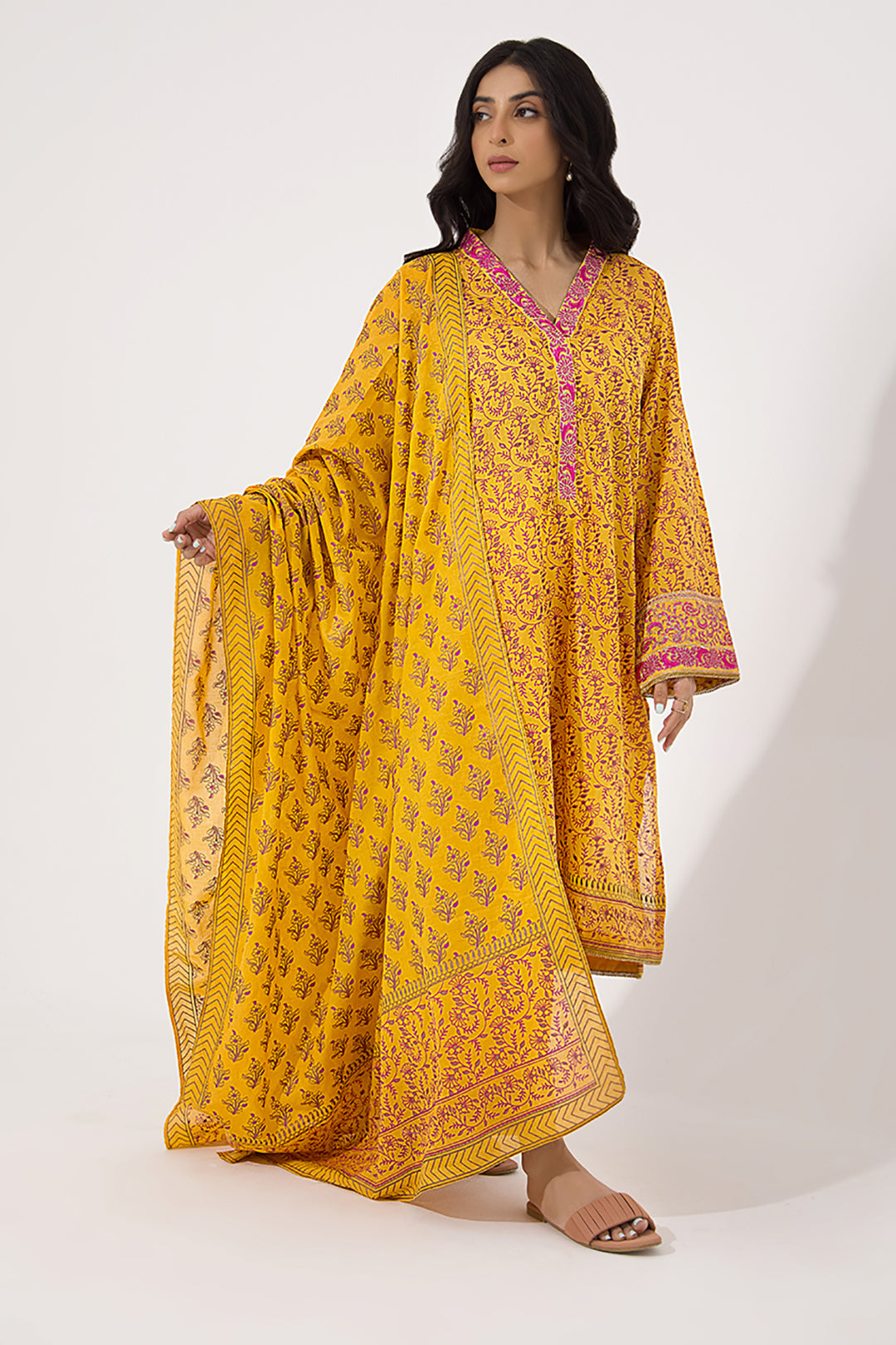 Zellbury | Unstitched 3 Piece Lawn | Embroidered Shirt Shalwar Dupatta - 0199 -  Zellbury Women Signature Unstitched - Original Designer Dress - House of Maryam