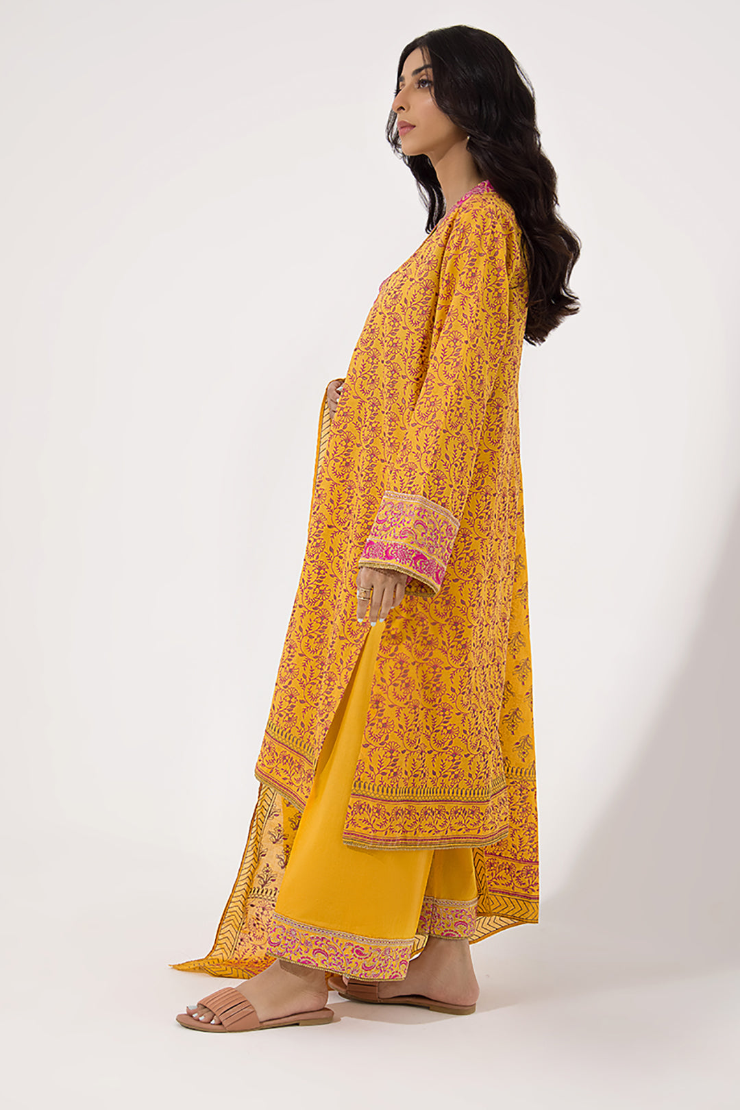 Zellbury | Unstitched 3 Piece Lawn | Embroidered Shirt Shalwar Dupatta - 0199