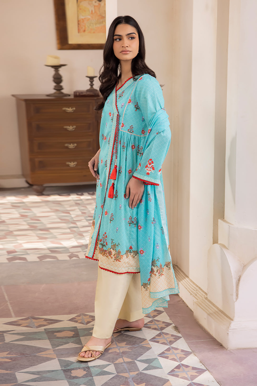 Zellbury | Unstitched 2 Piece Blue | Embroidered Shirt Dupatta - 1023 -  Zellbury Women Essential Unstitched - Original Designer Dress - House of Maryam