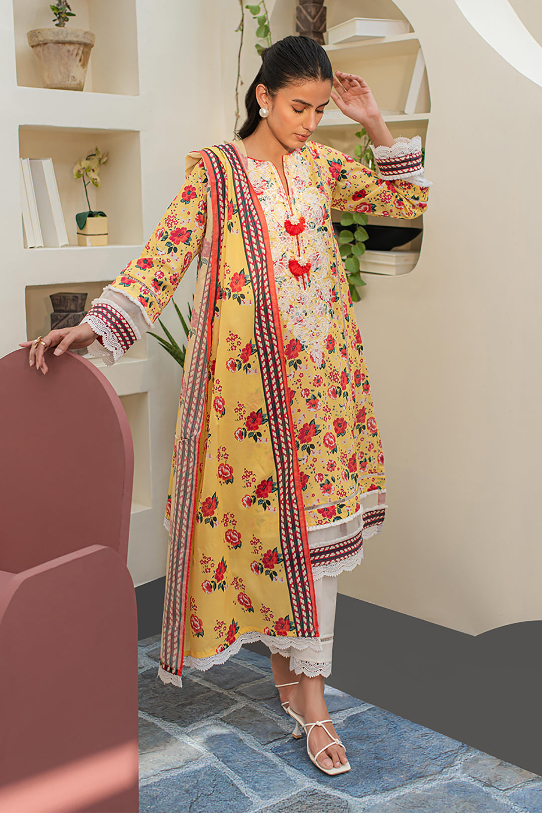 Zellbury | Unstitched 2 Piece Lawn | Embroidered Shirt Dupatta - 1168