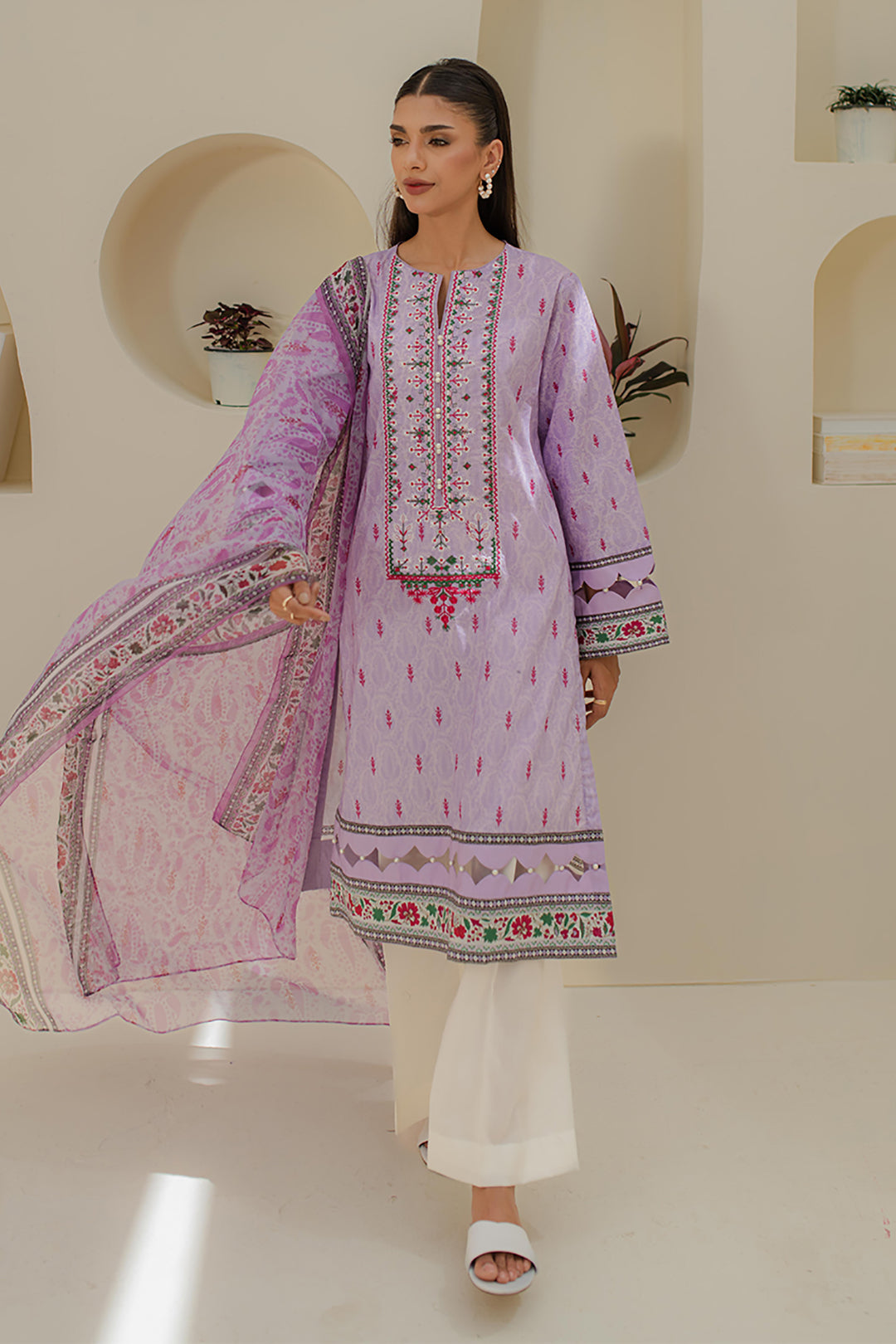 Zellbury | Unstitched 2 Piece Lawn | Embroidered Shirt Dupatta - 1659