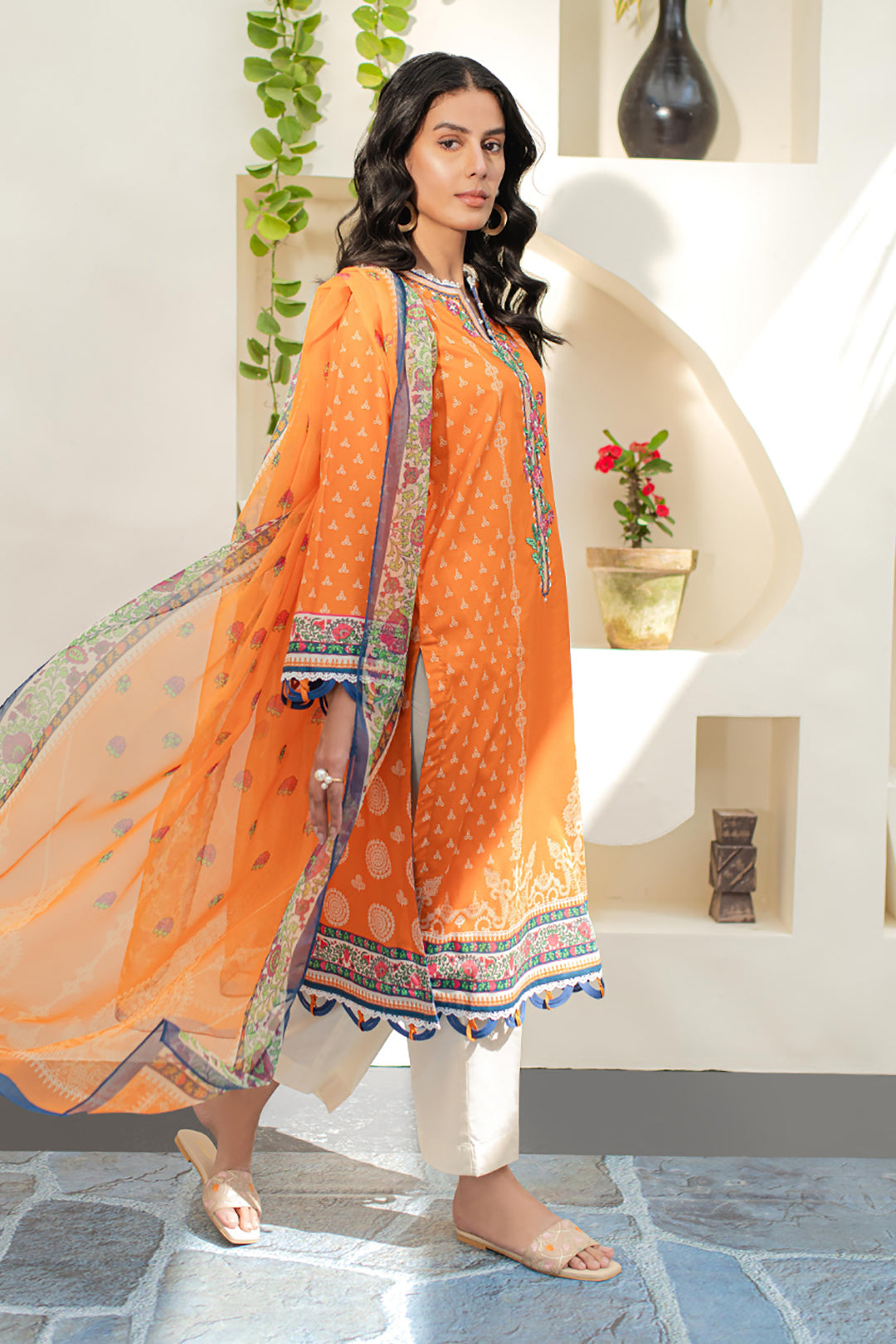 Zellbury | Unstitched 2 Piece Lawn | Embroidered Shirt Dupatta - 1661