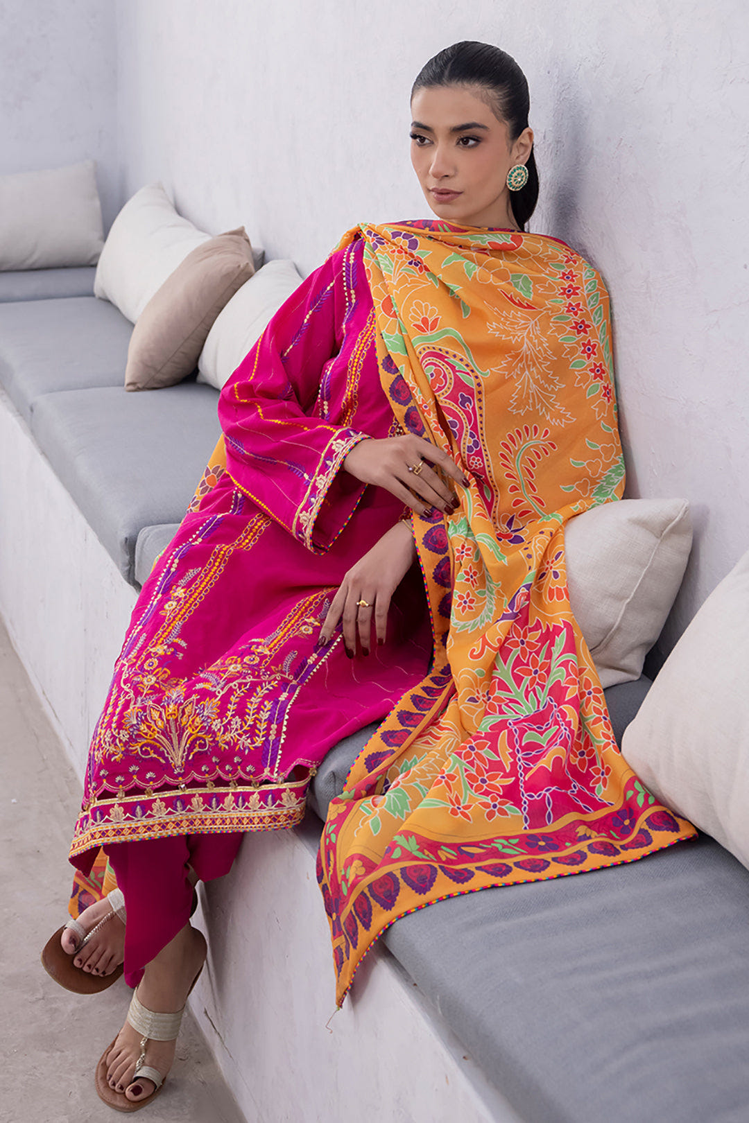Zellbury | Unstitched 3 Piece Lawn | Embroidered Shirt Shalwar Dupatta - 1125 -  Zellbury Women Signature Unstitched - Original Designer Dress - House of Maryam