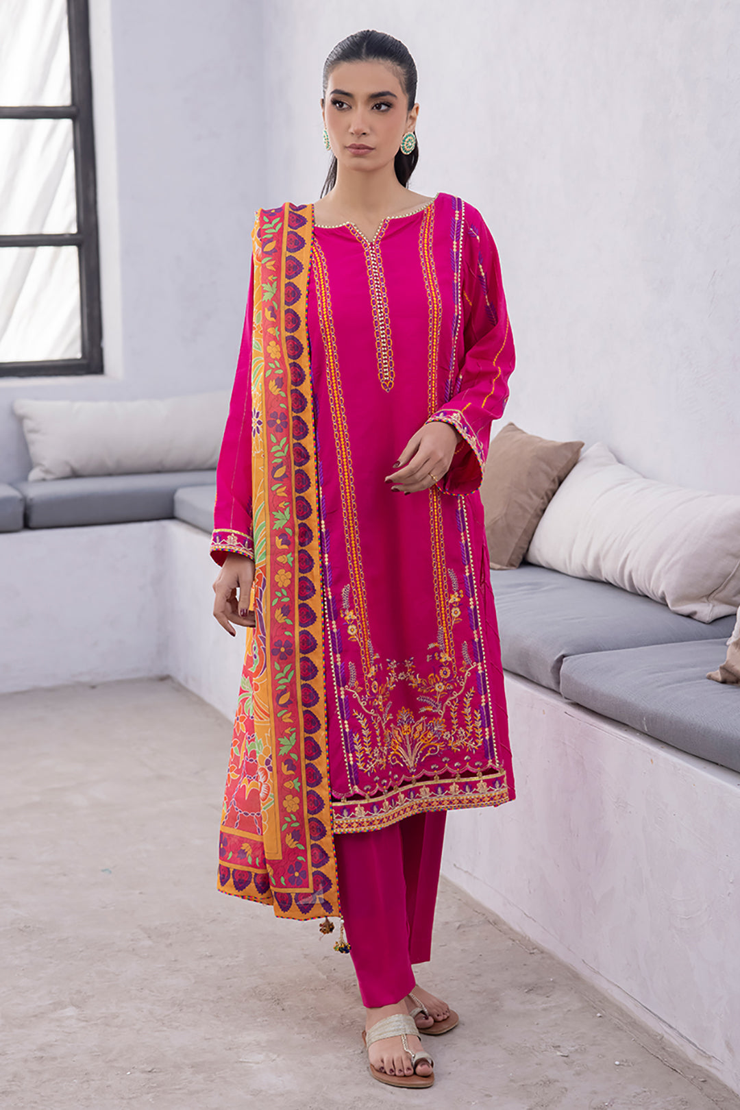 Zellbury | Unstitched 3 Piece Lawn | Embroidered Shirt Shalwar Dupatta - 1125