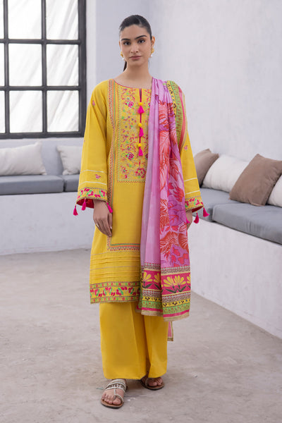 Zellbury | Unstitched 3 Piece Yellow | Embroidered Shirt Shalwar Dupatta - 1126 -  Zellbury Women Signature Unstitched - Original Designer Dress - House of Maryam