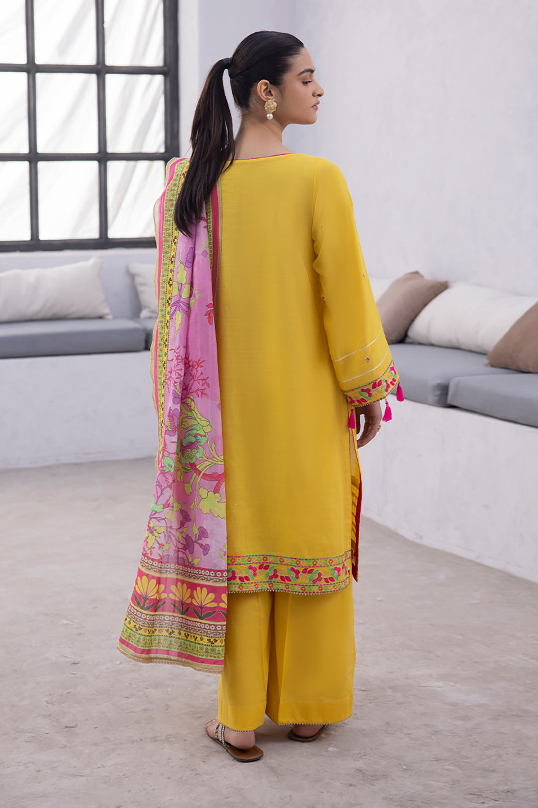 Zellbury | Unstitched 3 Piece Yellow | Embroidered Shirt Shalwar Dupatta - 1126 -  Zellbury Women Signature Unstitched - Original Designer Dress - House of Maryam