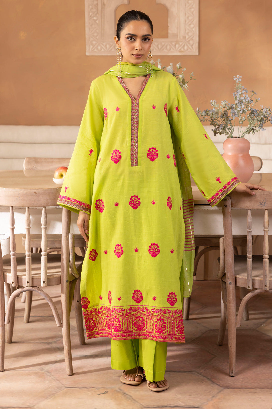 Zellbury | Unstitched 3 Piece Green | Embroidered Shirt Shalwar Dupatta - 1131 -  Zellbury Women Signature Unstitched - Original Designer Dress - House of Maryam