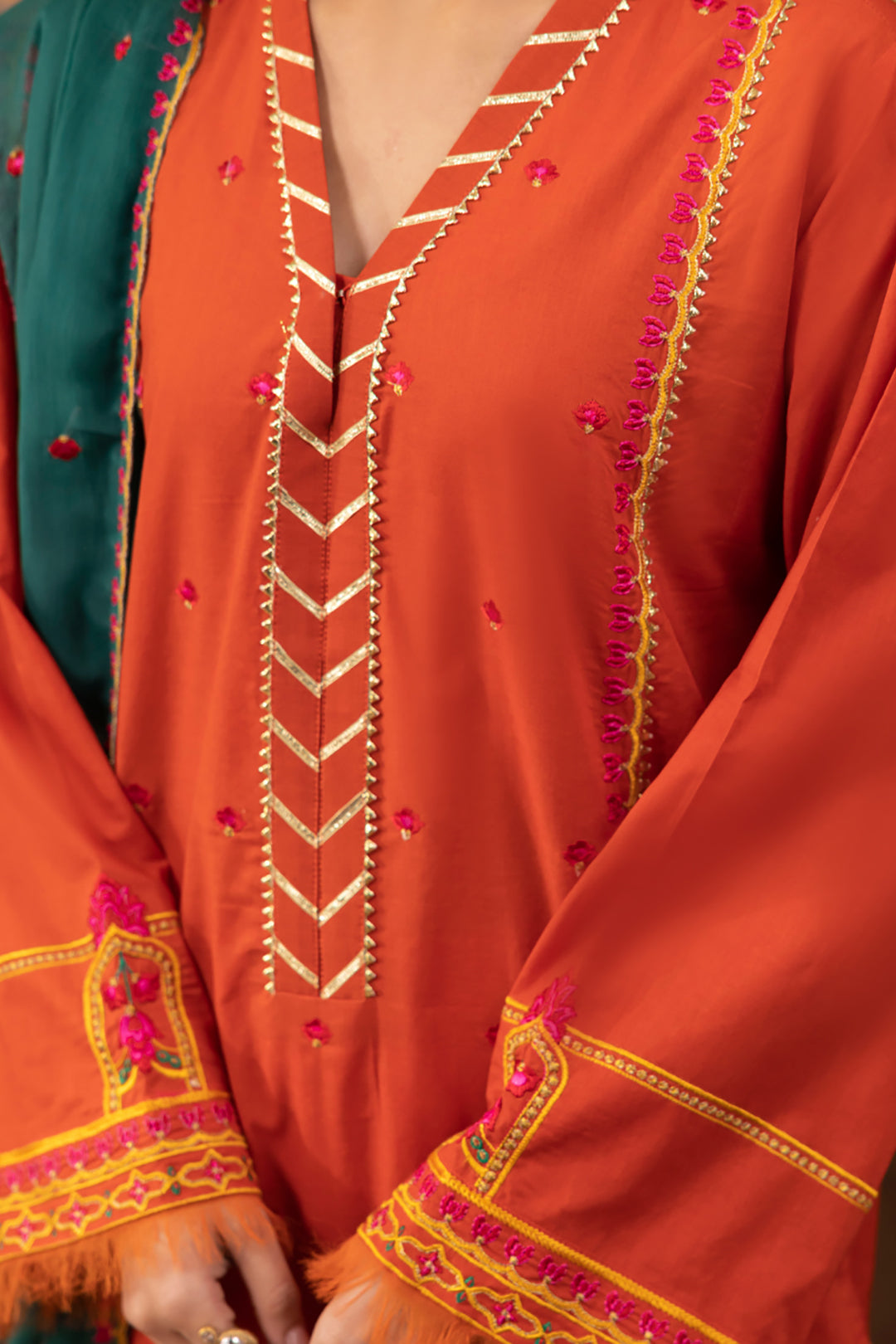 Zellbury | Unstitched 3 Piece Red | Embroidered Shirt Shalwar Dupatta - 1136 -  Zellbury Women Signature Unstitched - Original Designer Dress - House of Maryam