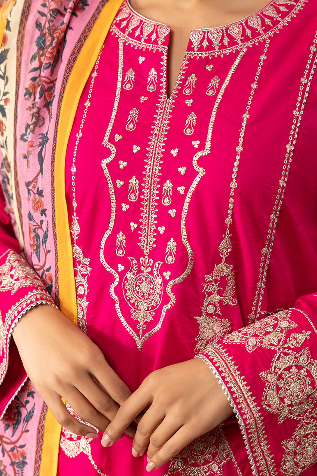 Zellbury | Unstitched 3 Piece Magenta | Embroidered Shirt Shalwar Dupatta - 1145 -  Zellbury Women Signature Unstitched - Original Designer Dress - House of Maryam