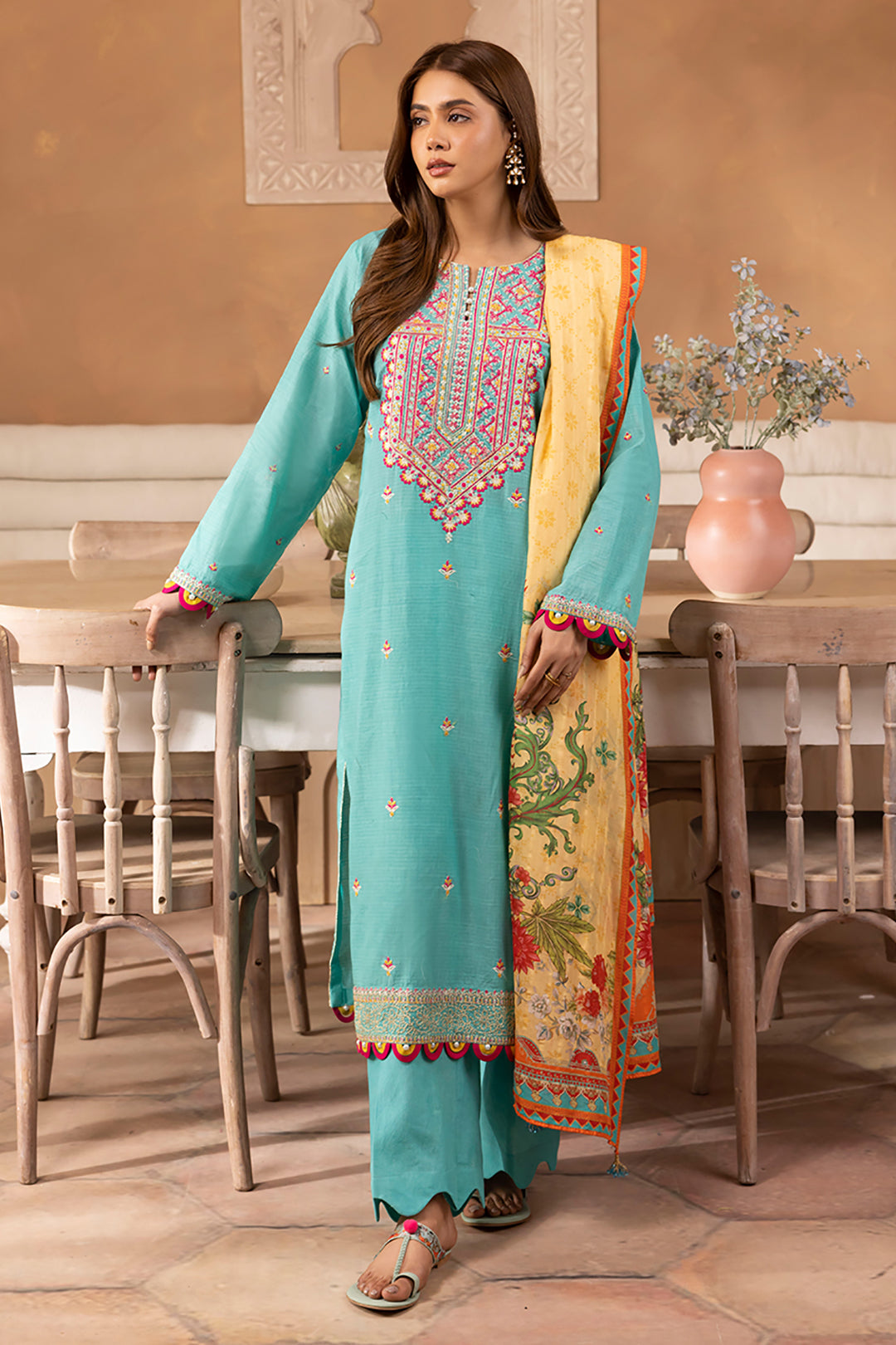 Zellbury | Unstitched 3 Piece Lawn | Embroidered Shirt Shalwar Dupatta - 1146