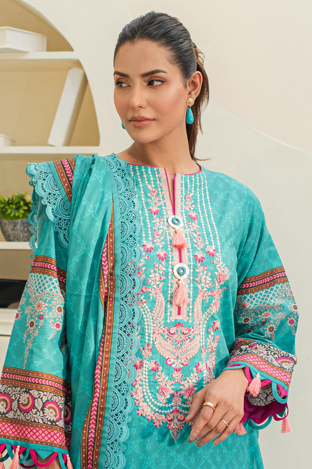 Zellbury | Unstitched 3 Piece Lawn | Embroidered Shirt Shalwar Dupatta - 1249 -  Zellbury Women Essential Unstitched - Original Designer Dress - House of Maryam