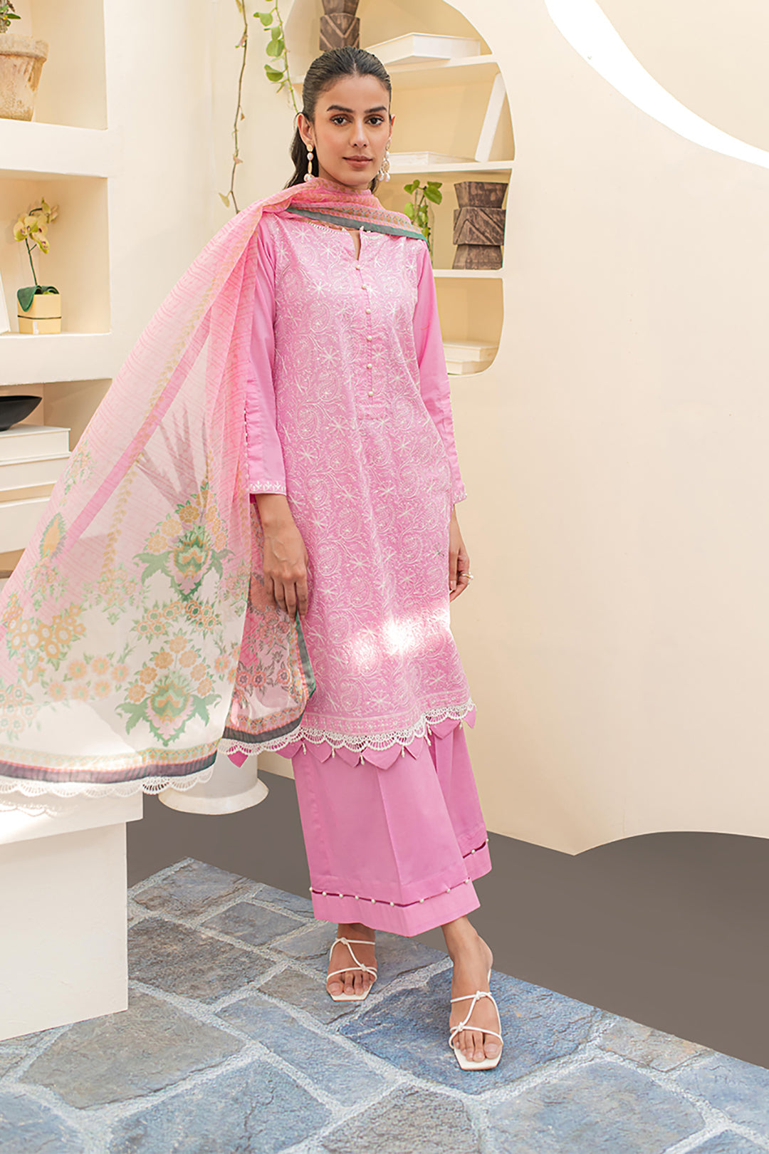 Zellbury | Unstitched 3 Piece Lawn | Embroidered Shirt Shalwar Dupatta - 1260