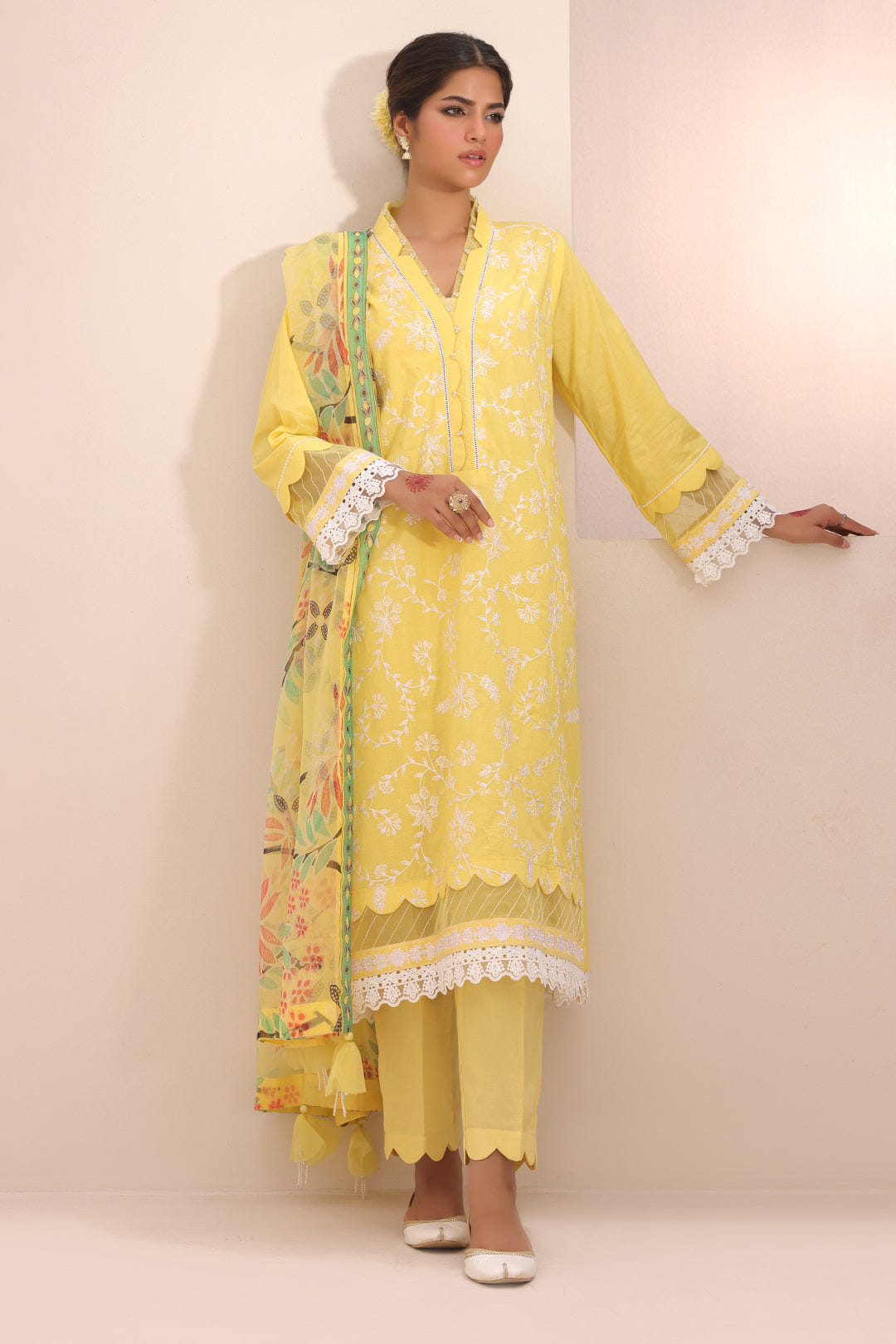 Zellbury | Unstitched 3 Piece Lawn | Embroidered Shirt Shalwar Dupatta - 1261 -  Zellbury Women Essential Unstitched - Original Designer Dress - House of Maryam