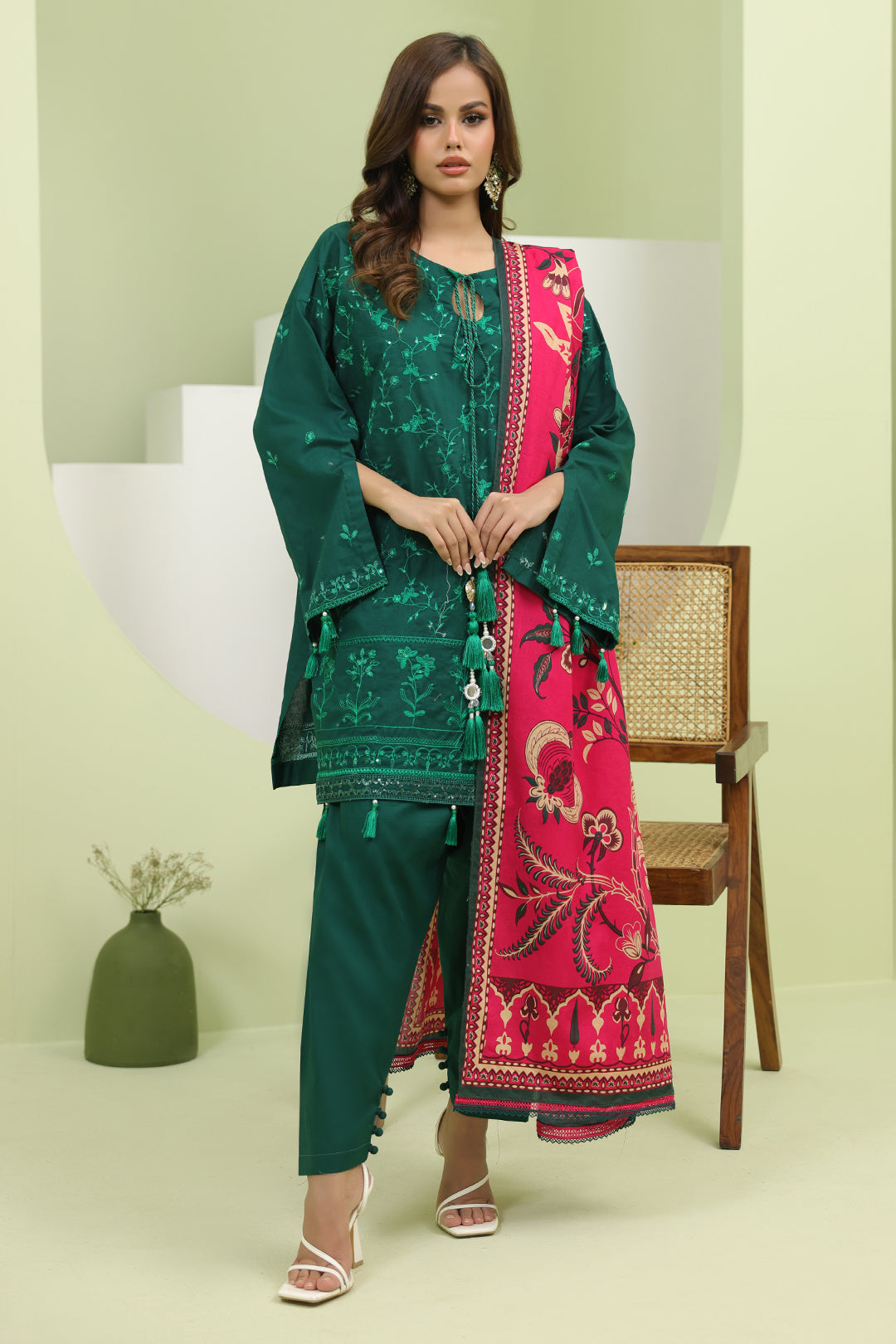 Zellbury | Unstitched 3 Piece Lawn | Embroidered Shirt Shalwar Dupatta - 1264