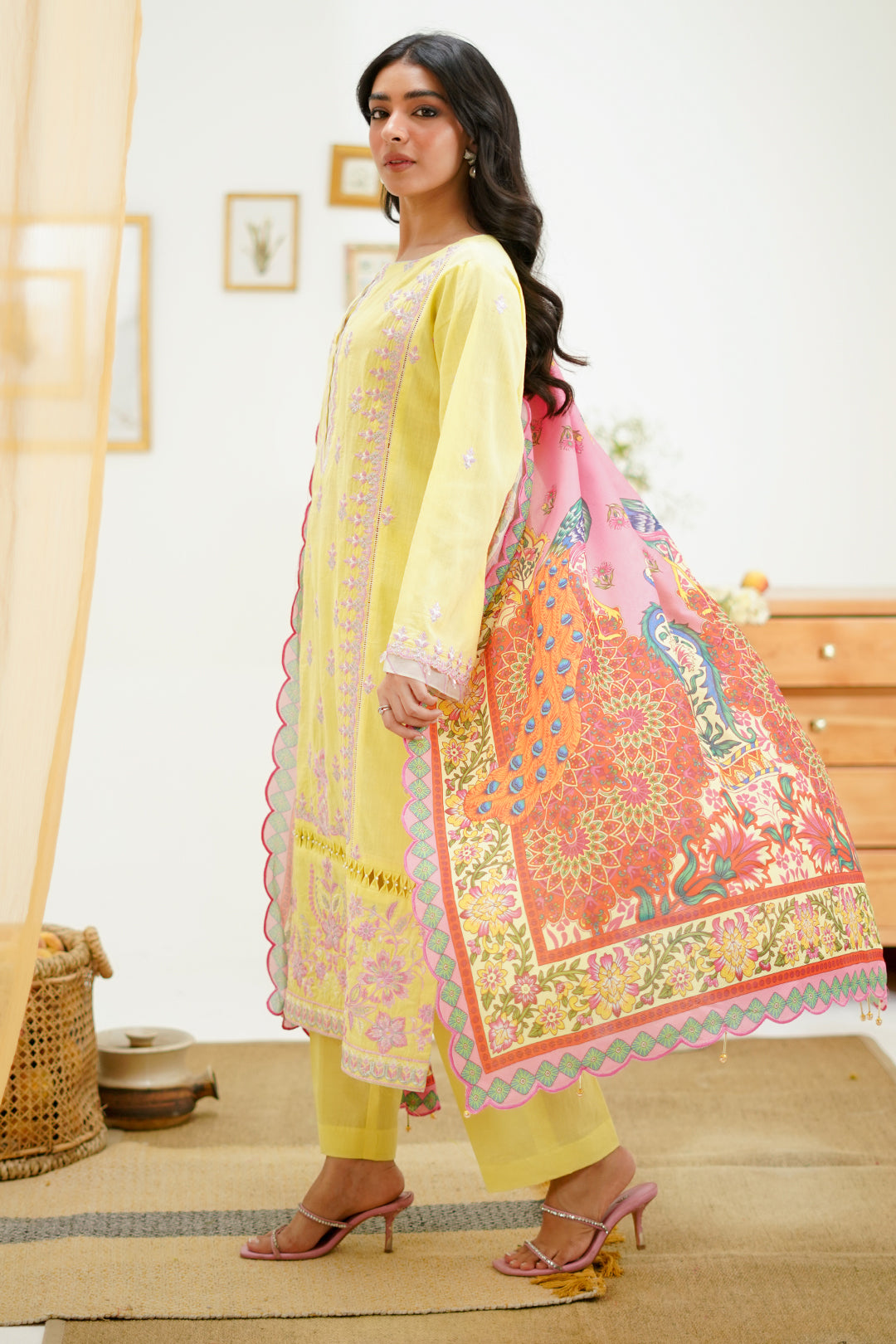 Zellbury | Unstitched 3 Piece Lawn | Embroidered Shirt Shalwar Dupatta - 1266