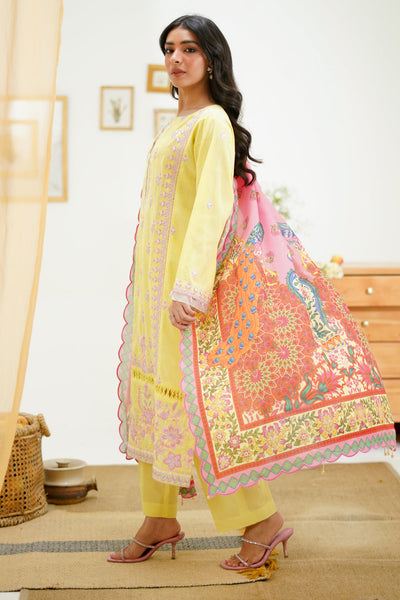 Zellbury | Unstitched 3 Piece Lawn | Embroidered Shirt Shalwar Dupatta - 1266 -  Zellbury Women Signature Unstitched - Original Designer Dress - House of Maryam