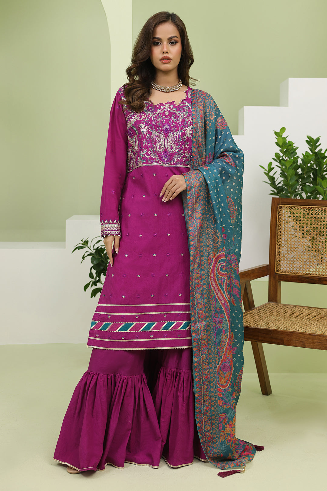 Zellbury | Unstitched 3 Piece Cambric | Embroidered Shirt Shalwar Dupatta - 1269