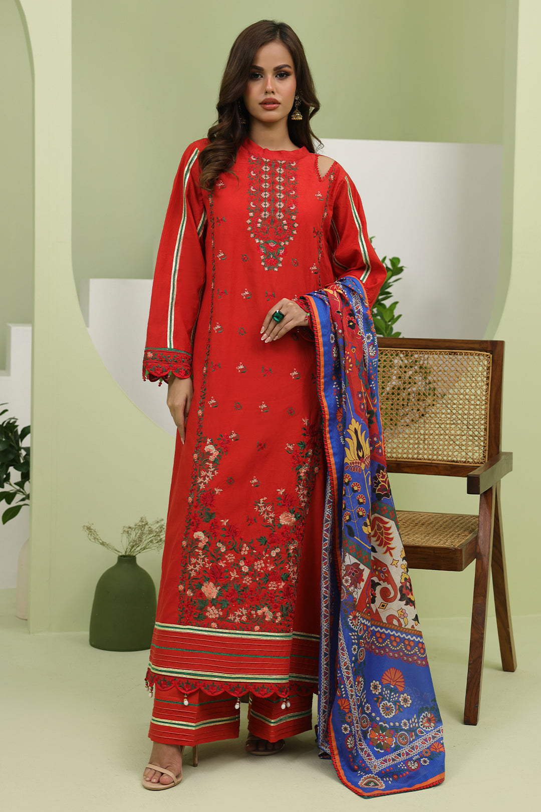 Zellbury | Unstitched 3 Piece Lawn | Embroidered Shirt Shalwar Dupatta - 1271