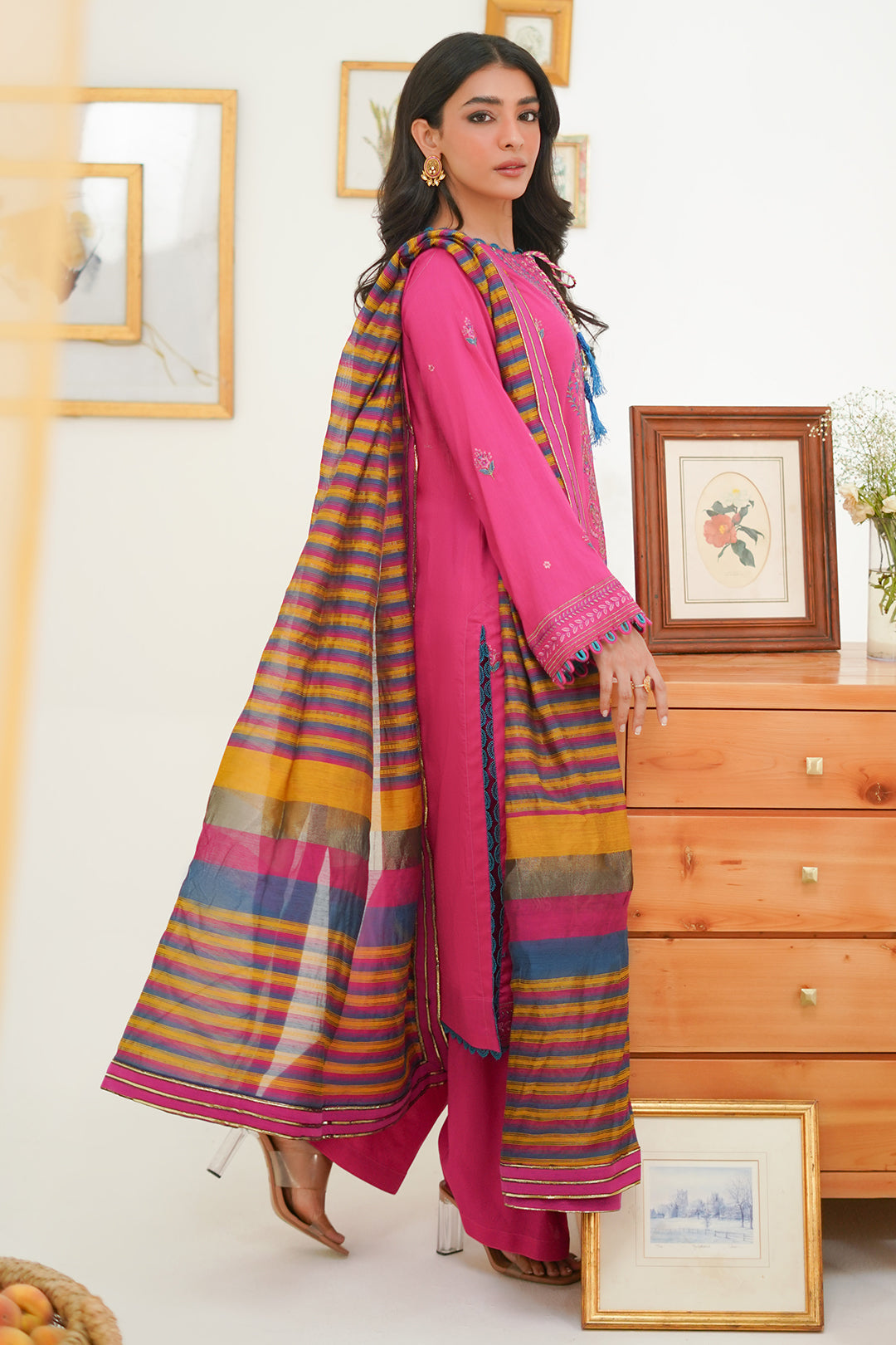 Zellbury | Unstitched 3 Piece Lawn | Embroidered Shirt Shalwar Dupatta - 1276