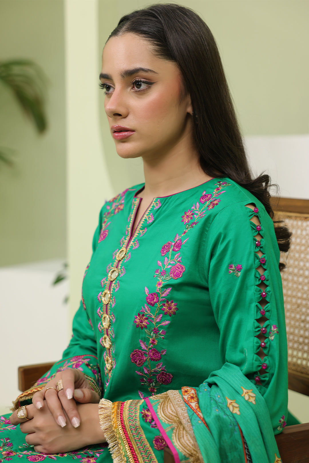 Zellbury | Unstitched 3 Piece Slub | Embroidered Shirt Shalwar Dupatta - 1283