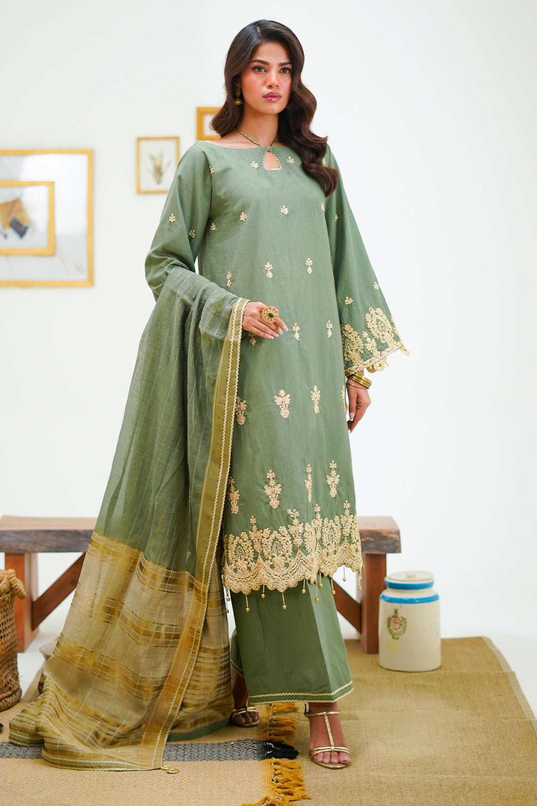 Zellbury | Unstitched 3 Piece Cambric | Embroidered Shirt Shalwar Dupatta - 1284