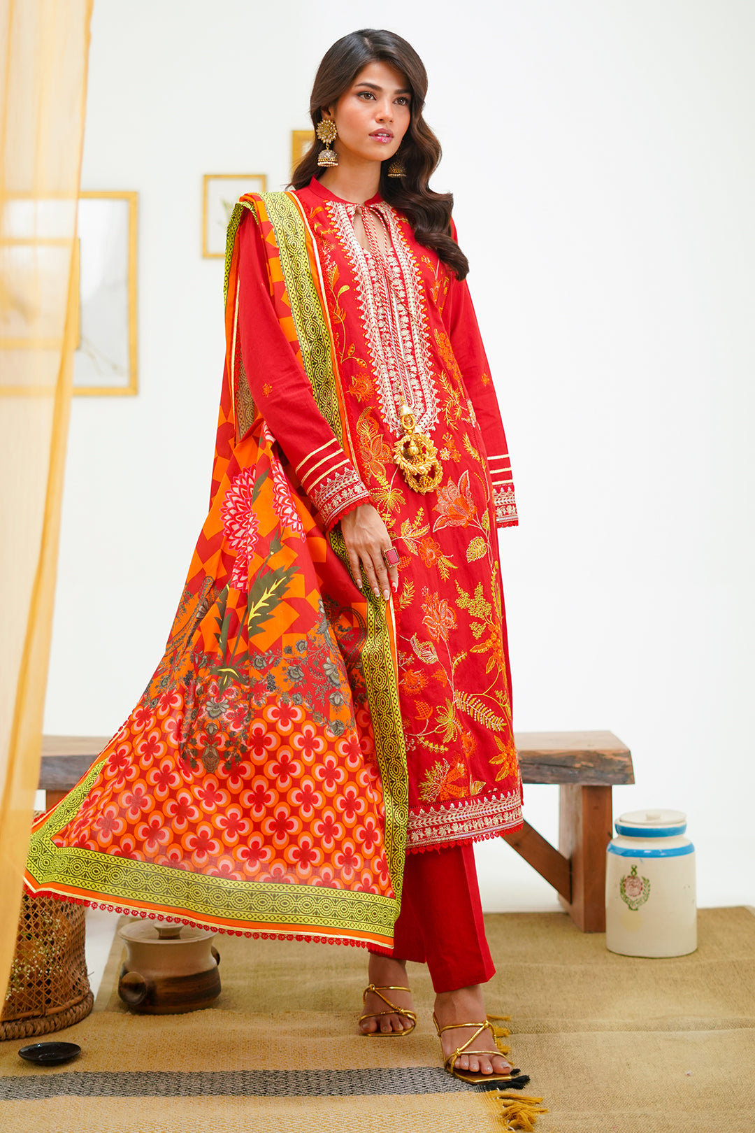 Zellbury | Unstitched 3 Piece Lawn | Embroidered Shirt Shalwar Dupatta - 1295