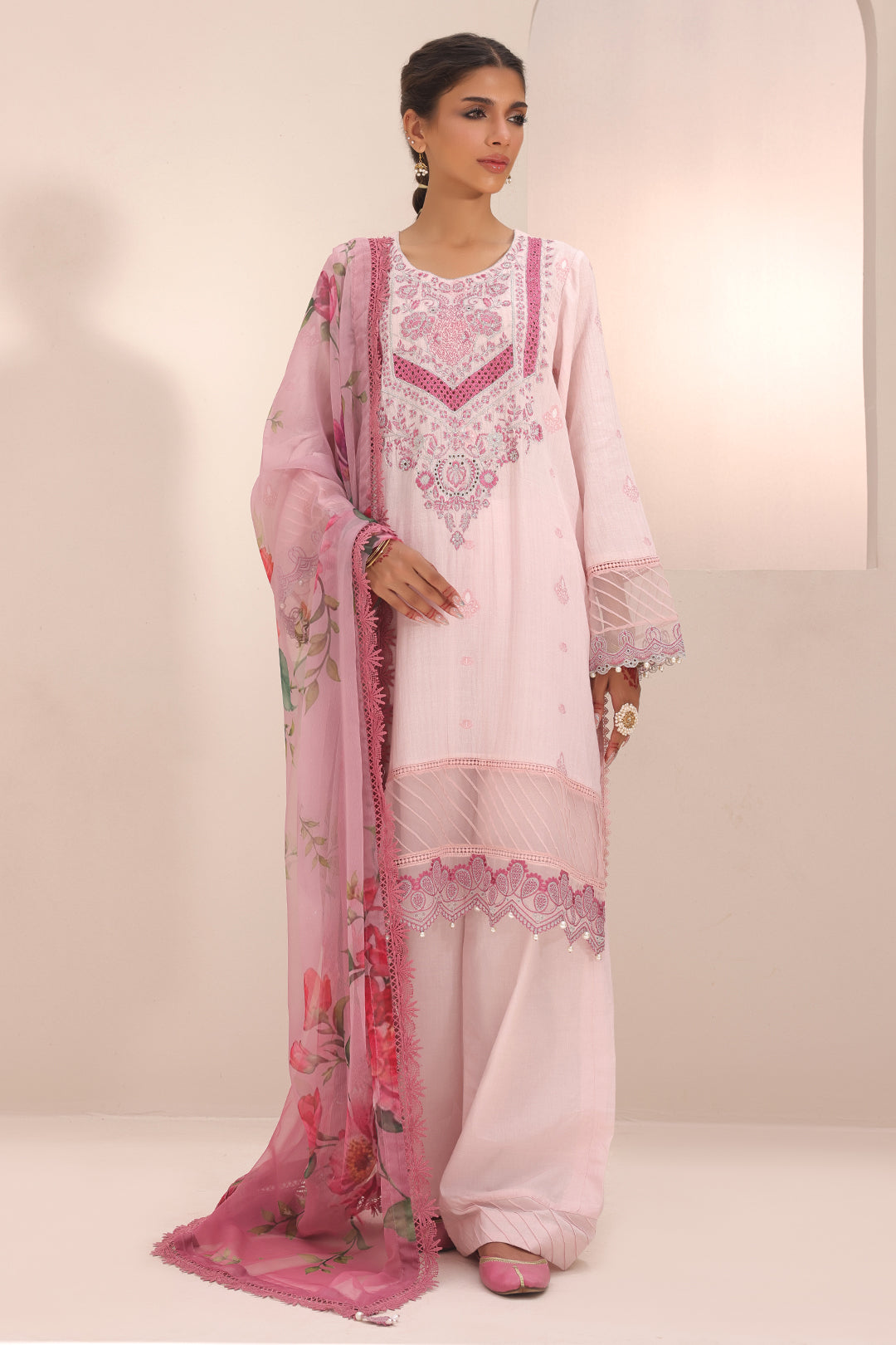 Zellbury | Unstitched 3 Piece Cambric | Embroidered Shirt Shalwar Dupatta - 1543 -  Zellbury Women Signature Unstitched - Original Designer Dress - House of Maryam