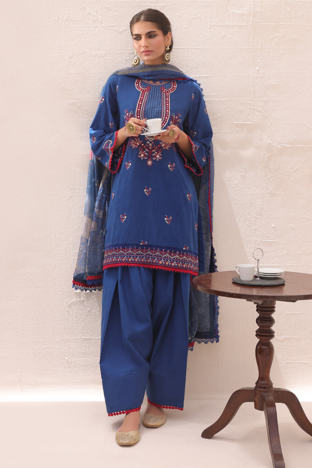 Zellbury | Unstitched 3 Piece Lawn | Embroidered Shirt Shalwar Dupatta - 1551