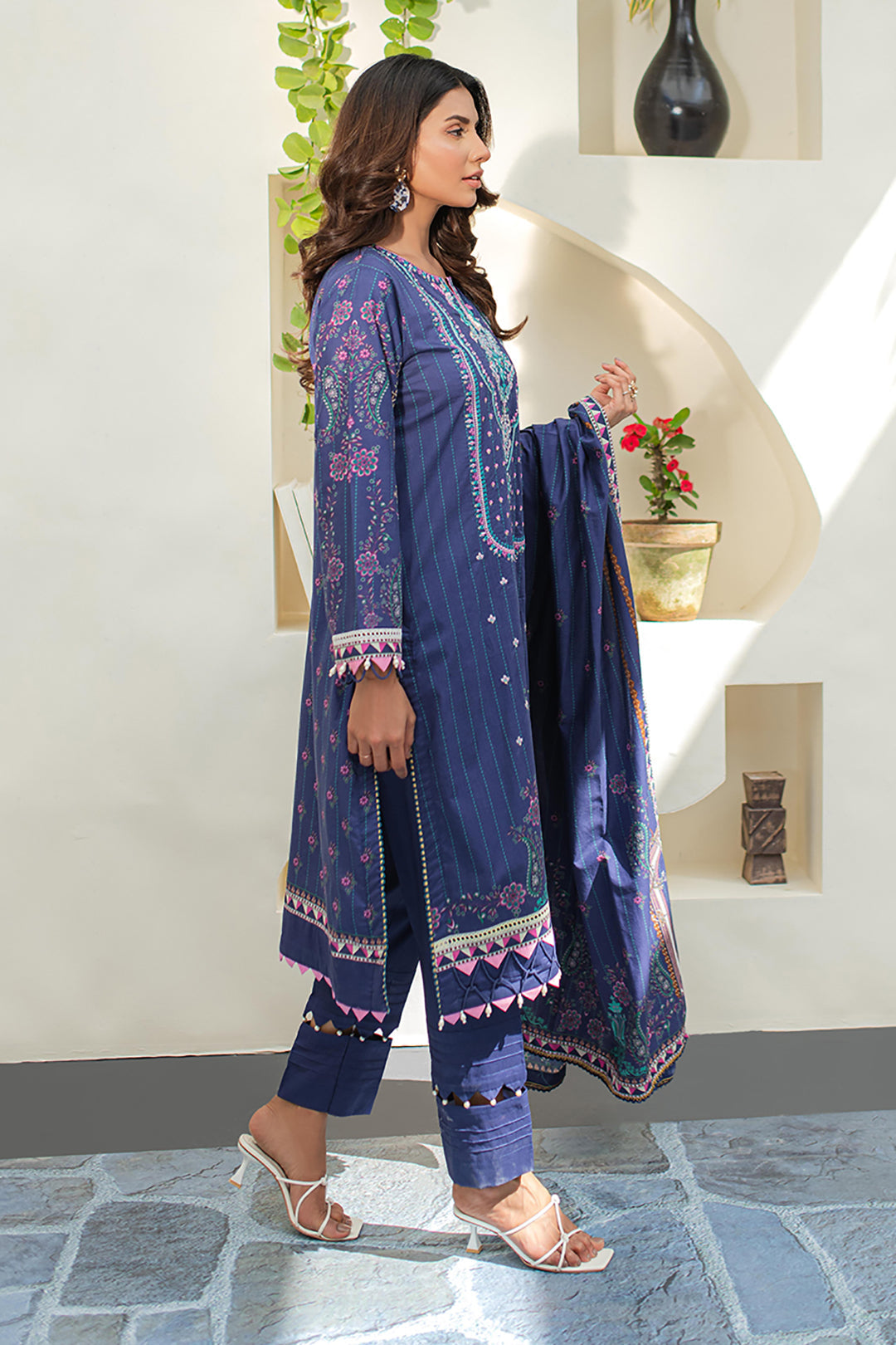 Zellbury | Unstitched 3 Piece Lawn | Embroidered Shirt Shalwar Dupatta - 1680