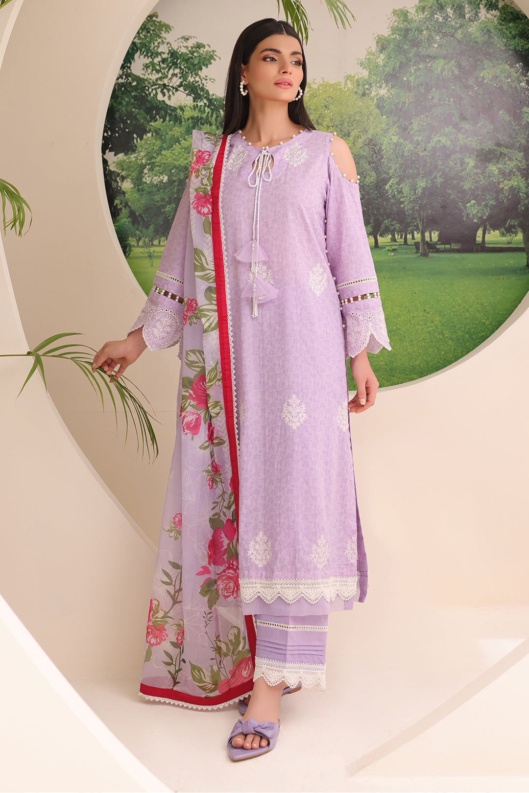 Zellbury | Unstitched 3 Piece Jacquard | Embroidered Shirt Shalwar Dupatta - 1764