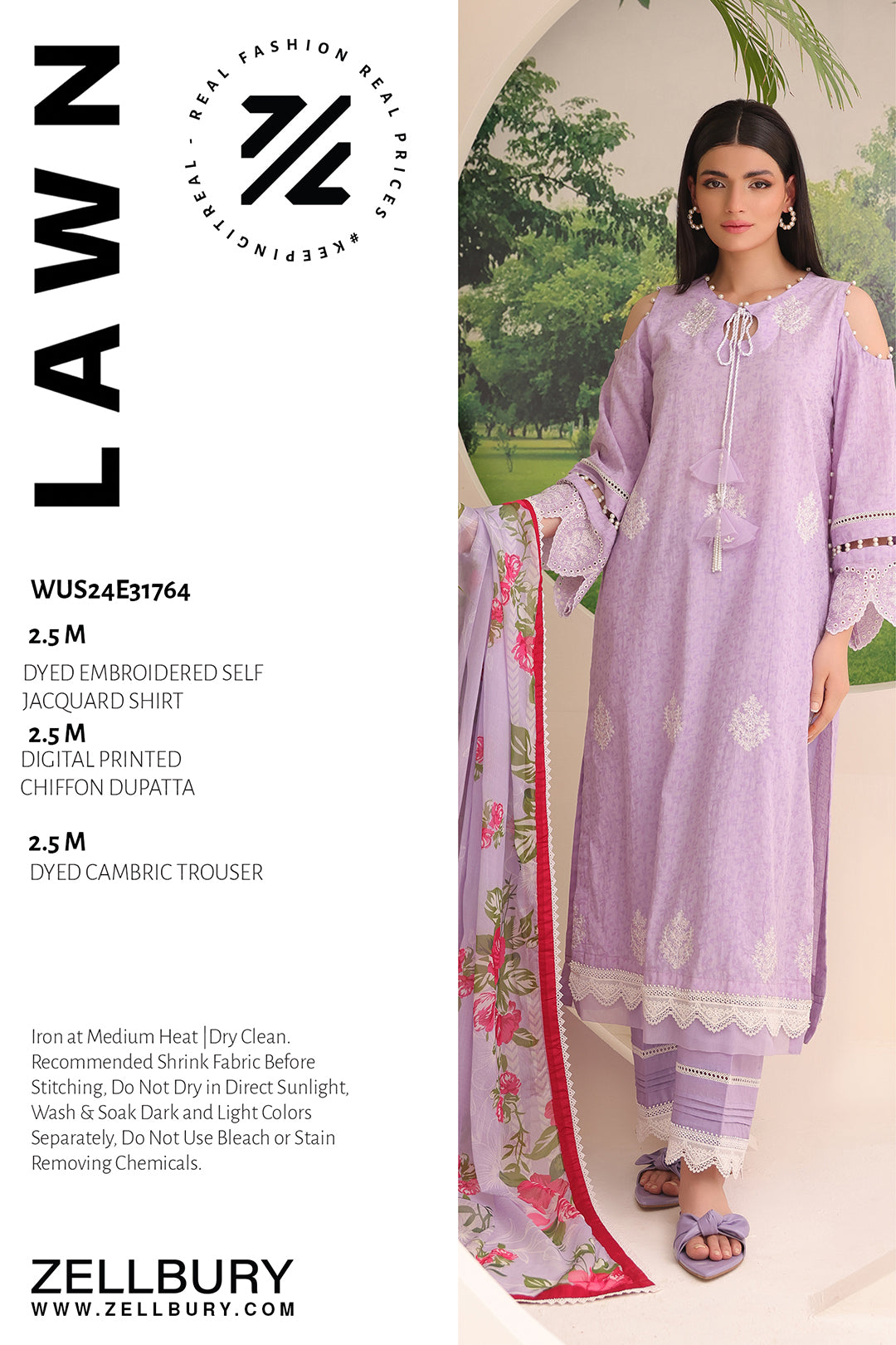 Zellbury | Unstitched 3 Piece Jacquard | Embroidered Shirt Shalwar Dupatta - 1764 -  Zellbury Women Essential Unstitched - Original Designer Dress - House of Maryam