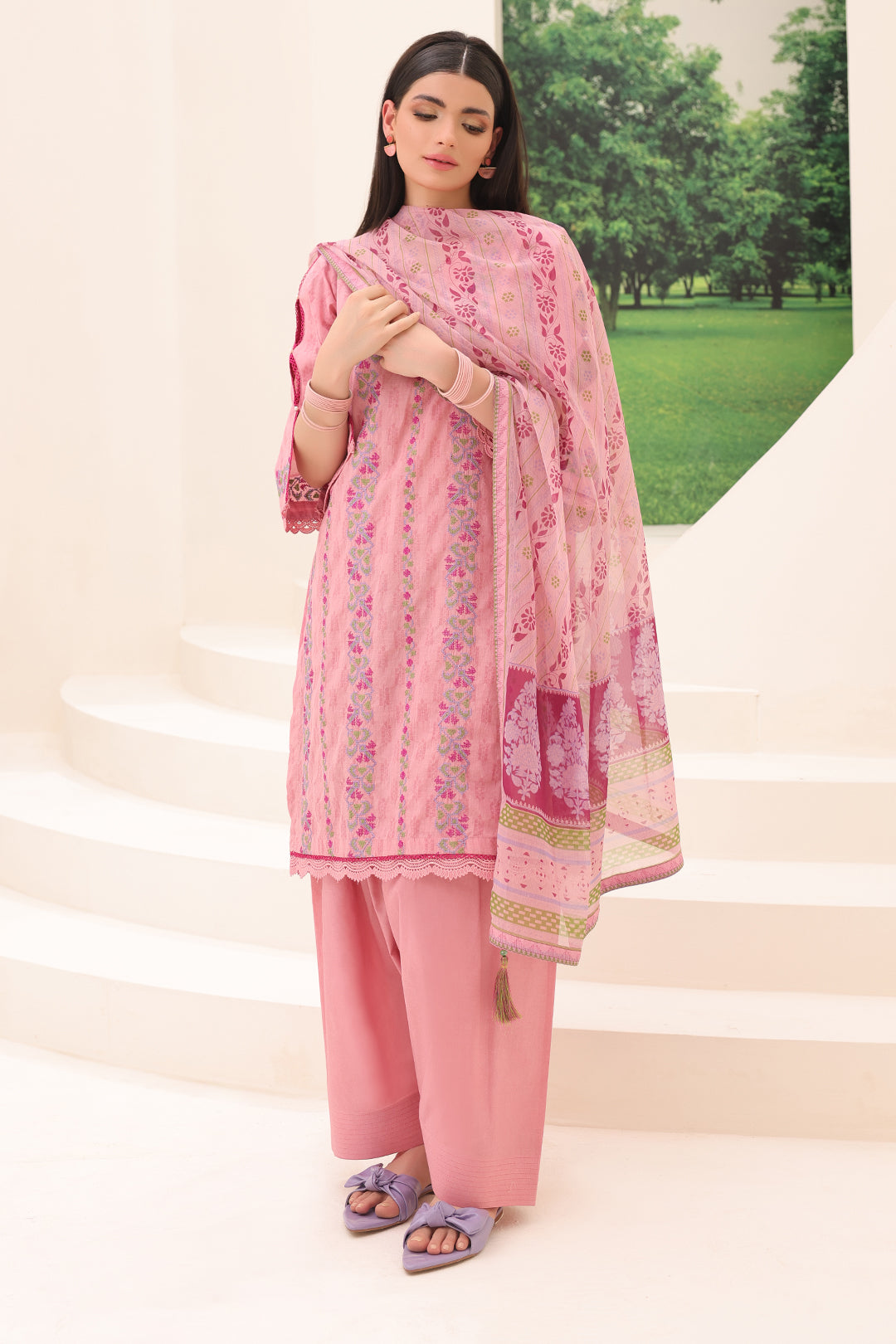 Zellbury | Unstitched 3 Piece Jacquard | Embroidered Shirt Shalwar Dupatta - 1765