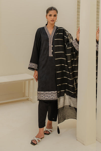 Zellbury | Unstitched 3 Piece Green | Embroidered Shirt Shalwar Dupatta - 1768 -  Zellbury Women Essential Unstitched - Original Designer Dress - House of Maryam
