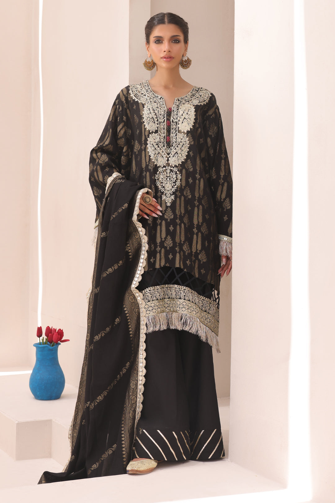 Zellbury | Unstitched 3 Piece Jacquard | Embroidered Shirt Shalwar Dupatta - 1799 -  Zellbury Women Signature Unstitched - Original Designer Dress - House of Maryam