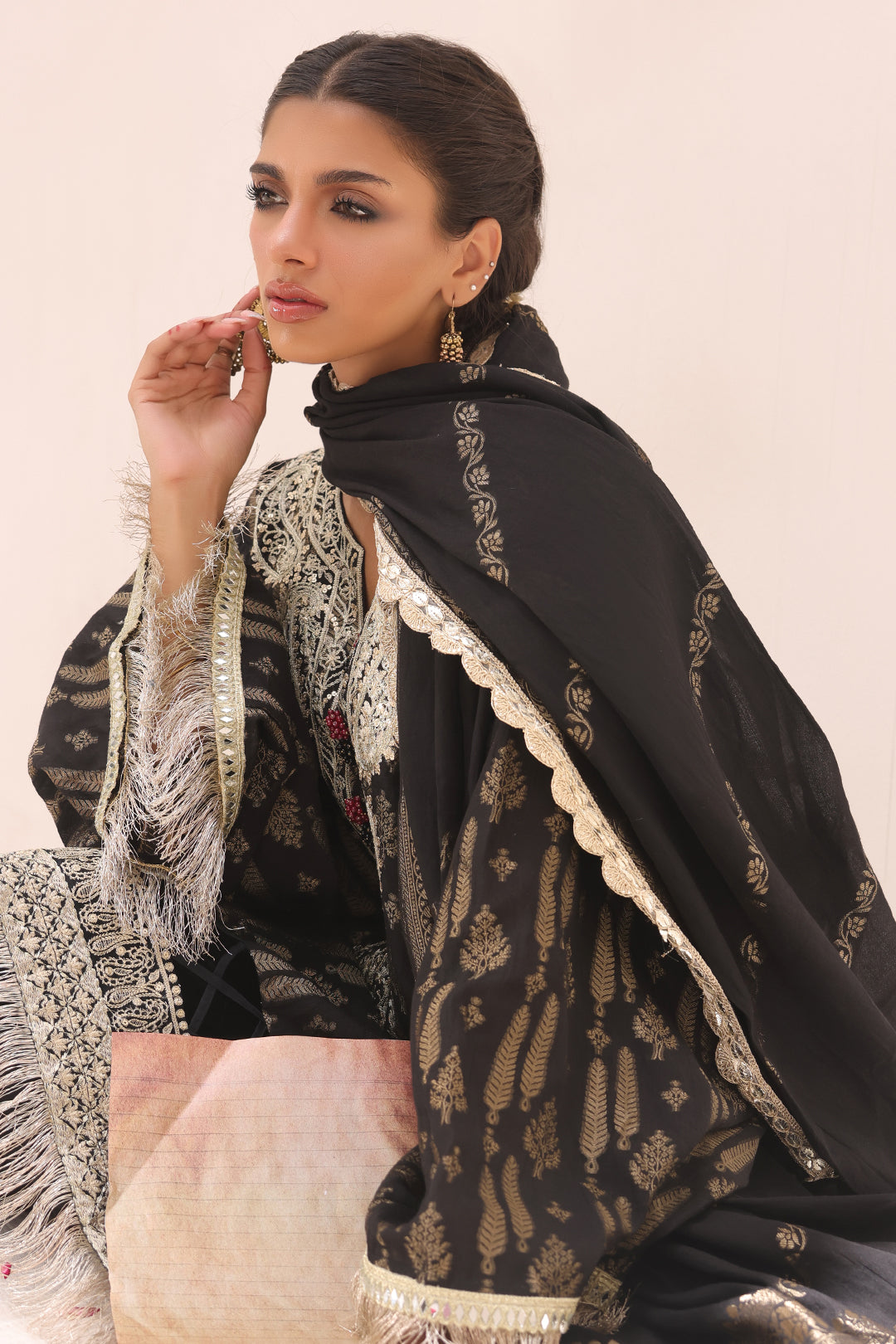 Zellbury | Unstitched 3 Piece Jacquard | Embroidered Shirt Shalwar Dupatta - 1799 -  Zellbury Women Signature Unstitched - Original Designer Dress - House of Maryam