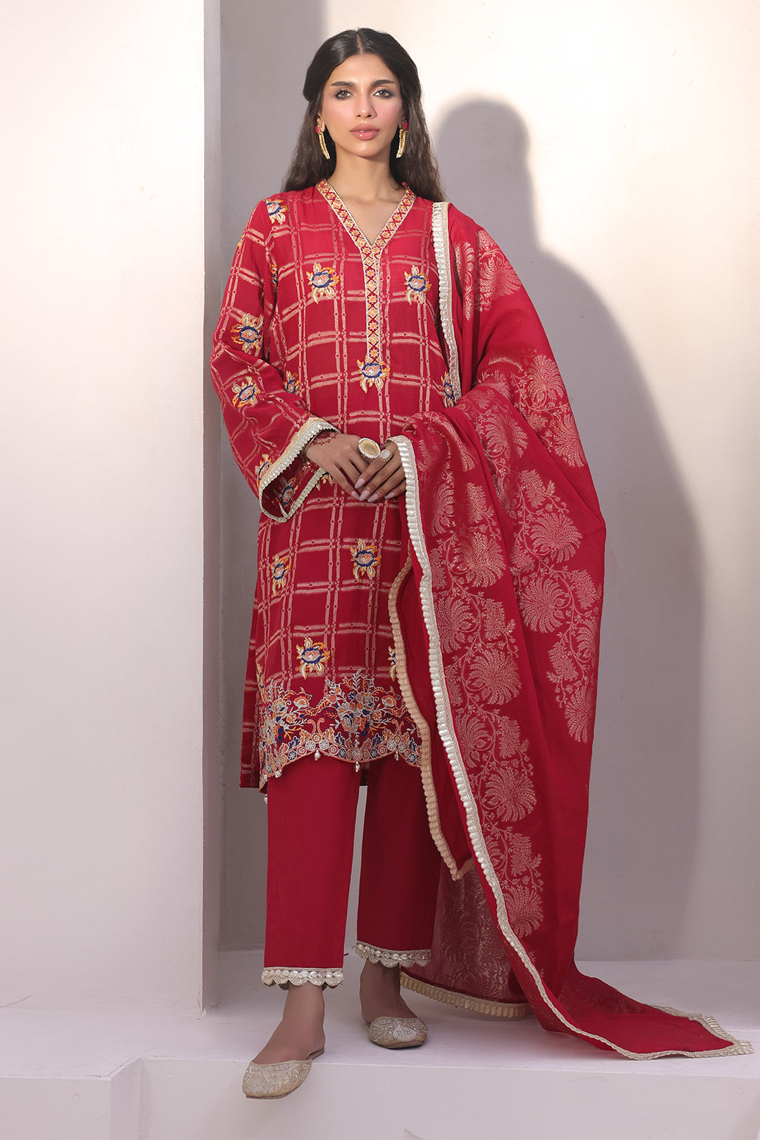 Zellbury | Unstitched 3 Piece Jacquard | Embroidered Shirt Shalwar Dupatta - 1803 -  Zellbury Women Signature Unstitched - Original Designer Dress - House of Maryam
