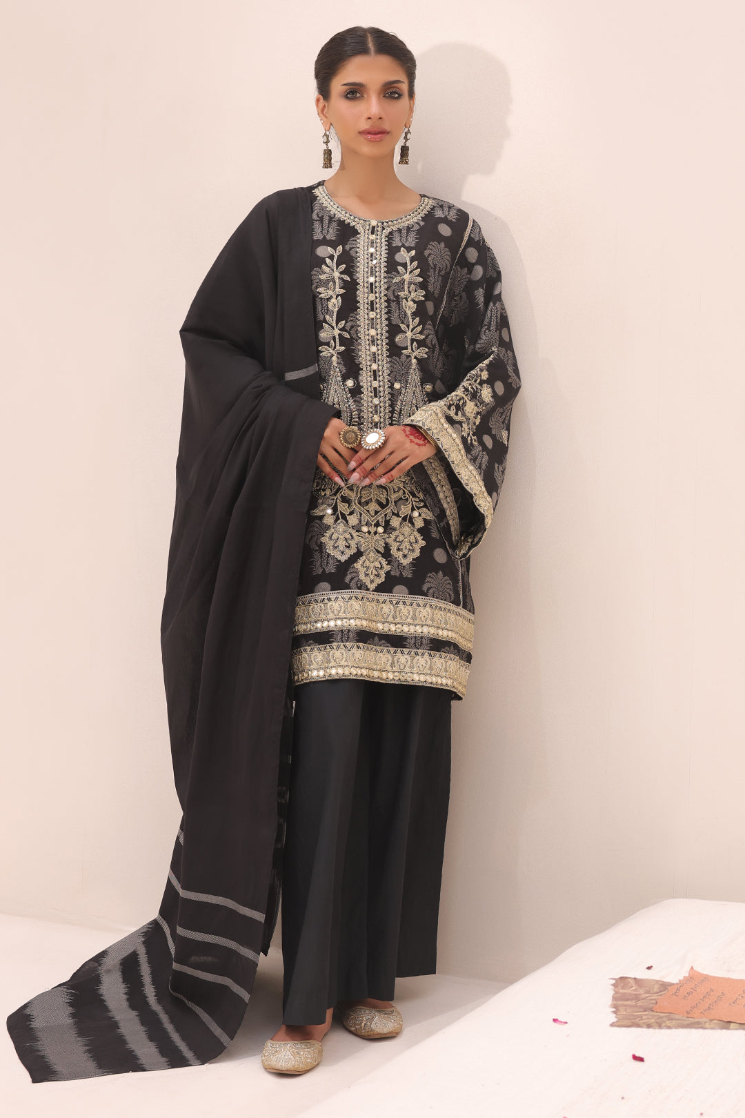 Zellbury | Unstitched 3 Piece Jacquard | Embroidered Shirt Shalwar Dupatta - 1806 -  Zellbury Women Signature Unstitched - Original Designer Dress - House of Maryam