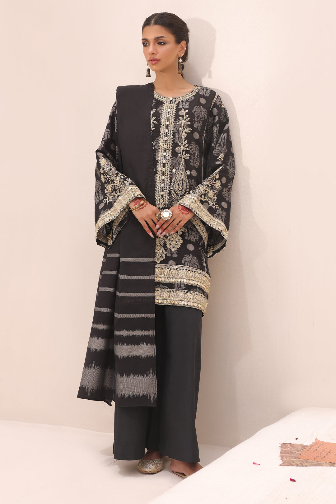 Zellbury | Unstitched 3 Piece Jacquard | Embroidered Shirt Shalwar Dupatta - 1806 -  Zellbury Women Signature Unstitched - Original Designer Dress - House of Maryam