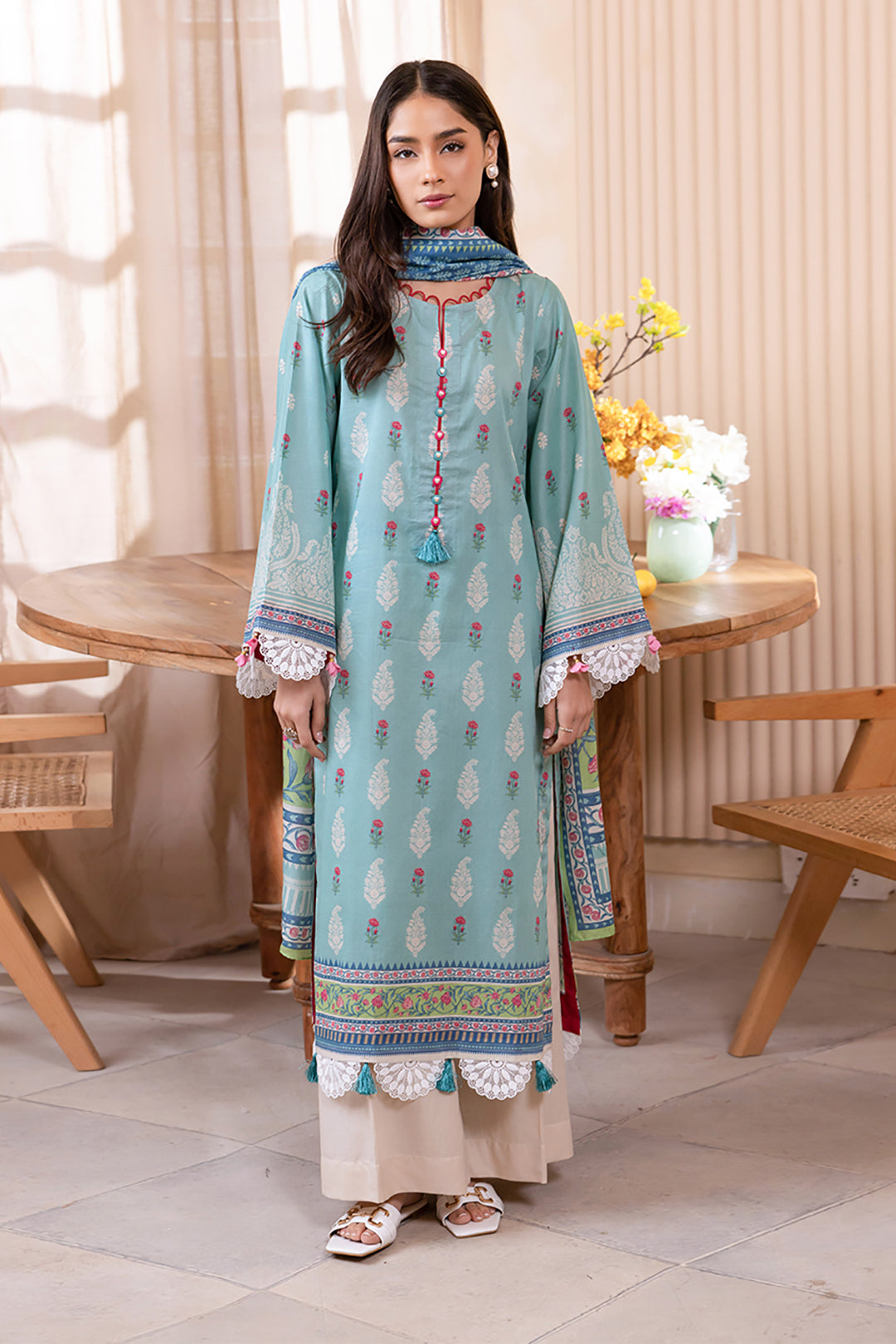 Zellbury | Unstitched 2 Piece Lawn | Shirt Dupatta - 1021 -  Zellbury Women Essential Unstitched - Original Designer Dress - House of Maryam