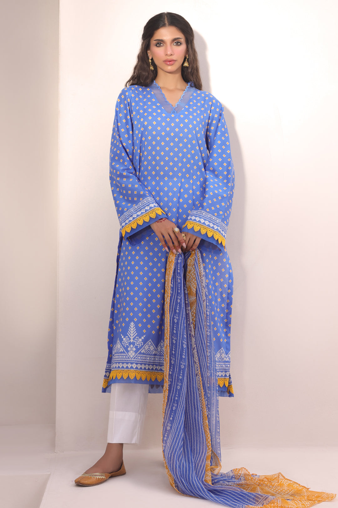 Zellbury | Unstitched 2 Piece Lawn | Shirt Dupatta - 1151 -  Zellbury Women Essential Unstitched - Original Designer Dress - House of Maryam
