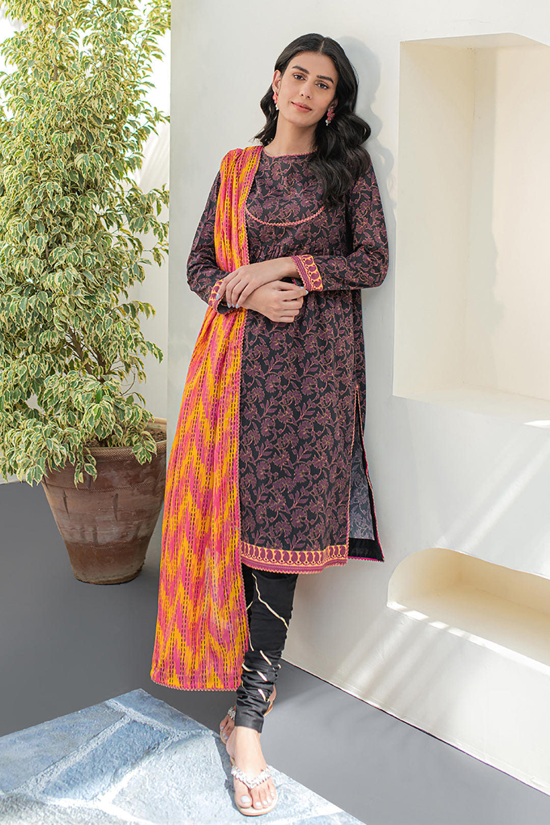 Zellbury | Unstitched 2 Piece Lawn | Shirt Dupatta - 1153 -  Zellbury Women Essential Unstitched - Original Designer Dress - House of Maryam