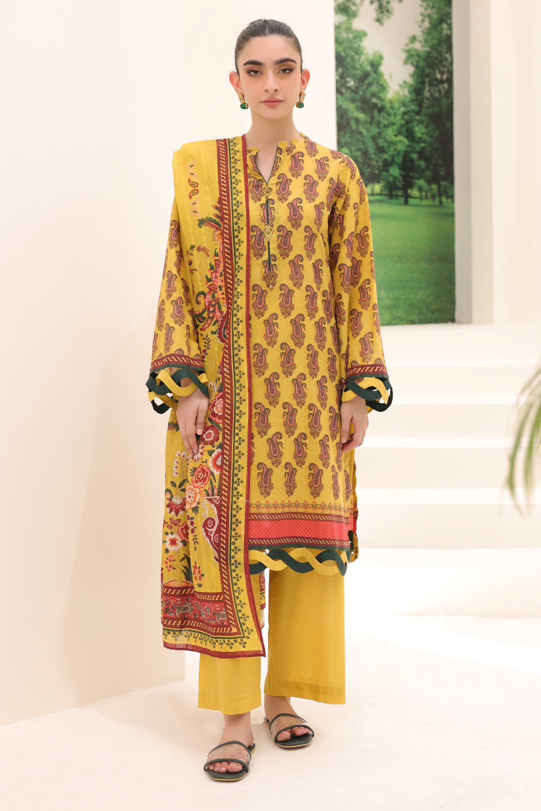 Zellbury | Unstitched 2 Piece Lawn | Shirt Dupatta - 1164 -  Zellbury Women Essential Unstitched - Original Designer Dress - House of Maryam