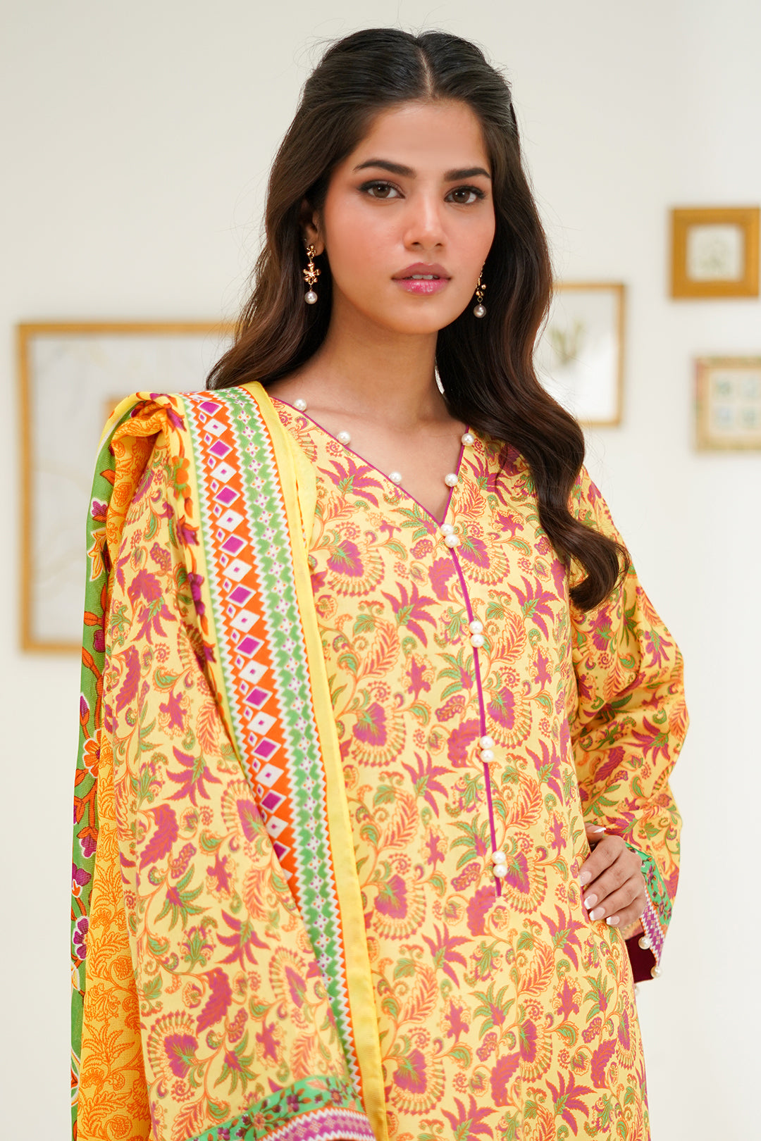 Zellbury | Unstitched 2 Piece Lawn | Shirt Dupatta - 1300 -  Zellbury Women Essential Unstitched - Original Designer Dress - House of Maryam