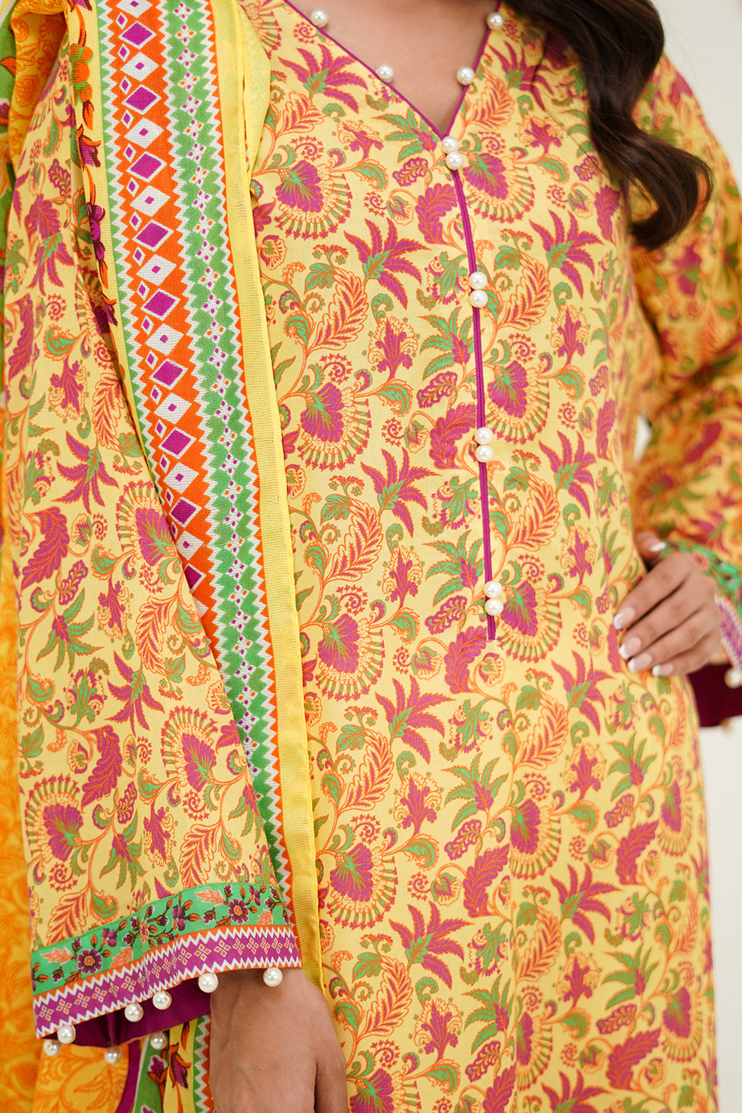 Zellbury | Unstitched 2 Piece Lawn | Shirt Dupatta - 1300 -  Zellbury Women Essential Unstitched - Original Designer Dress - House of Maryam